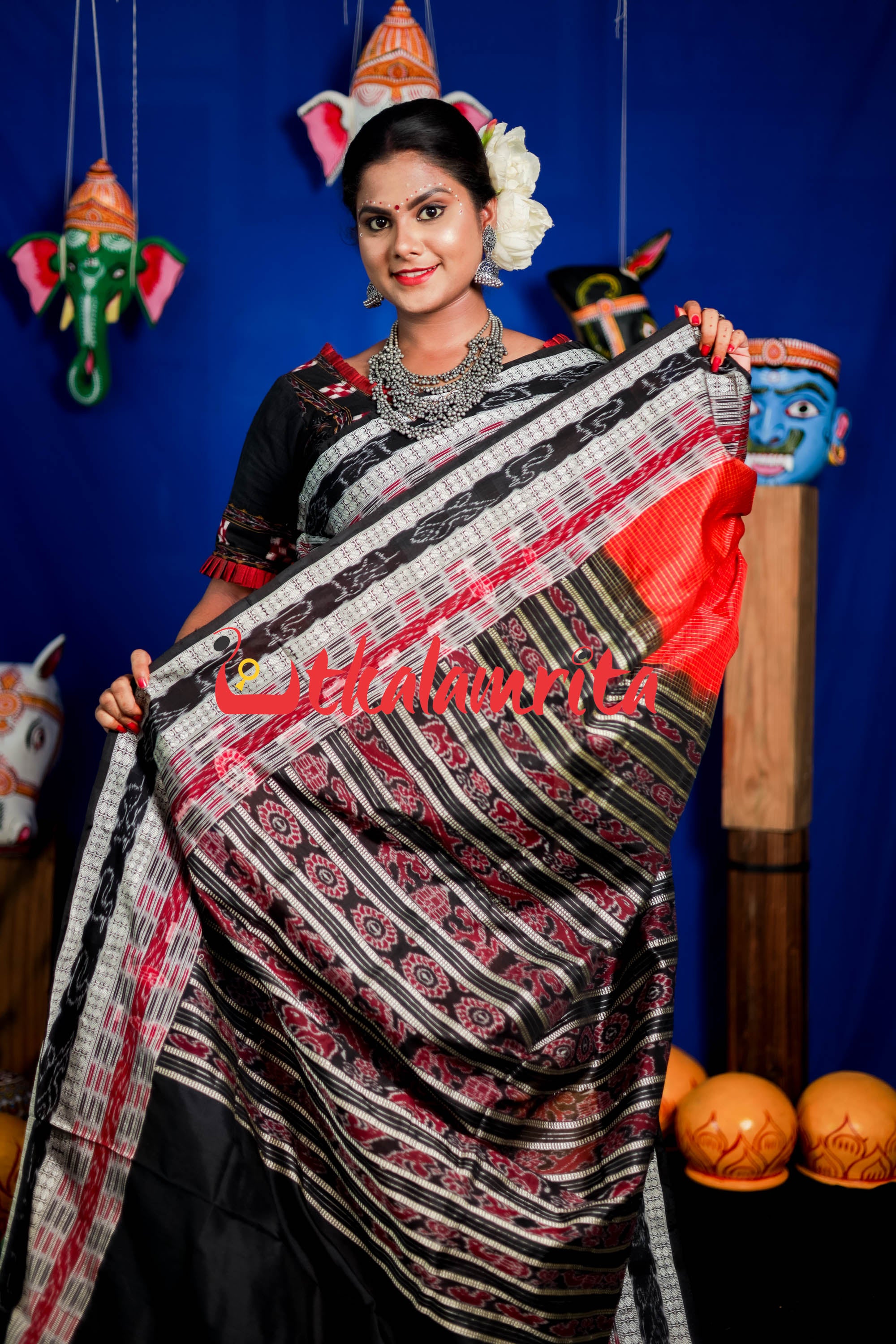 Red Sachipar Sambalpuri Silk Saree