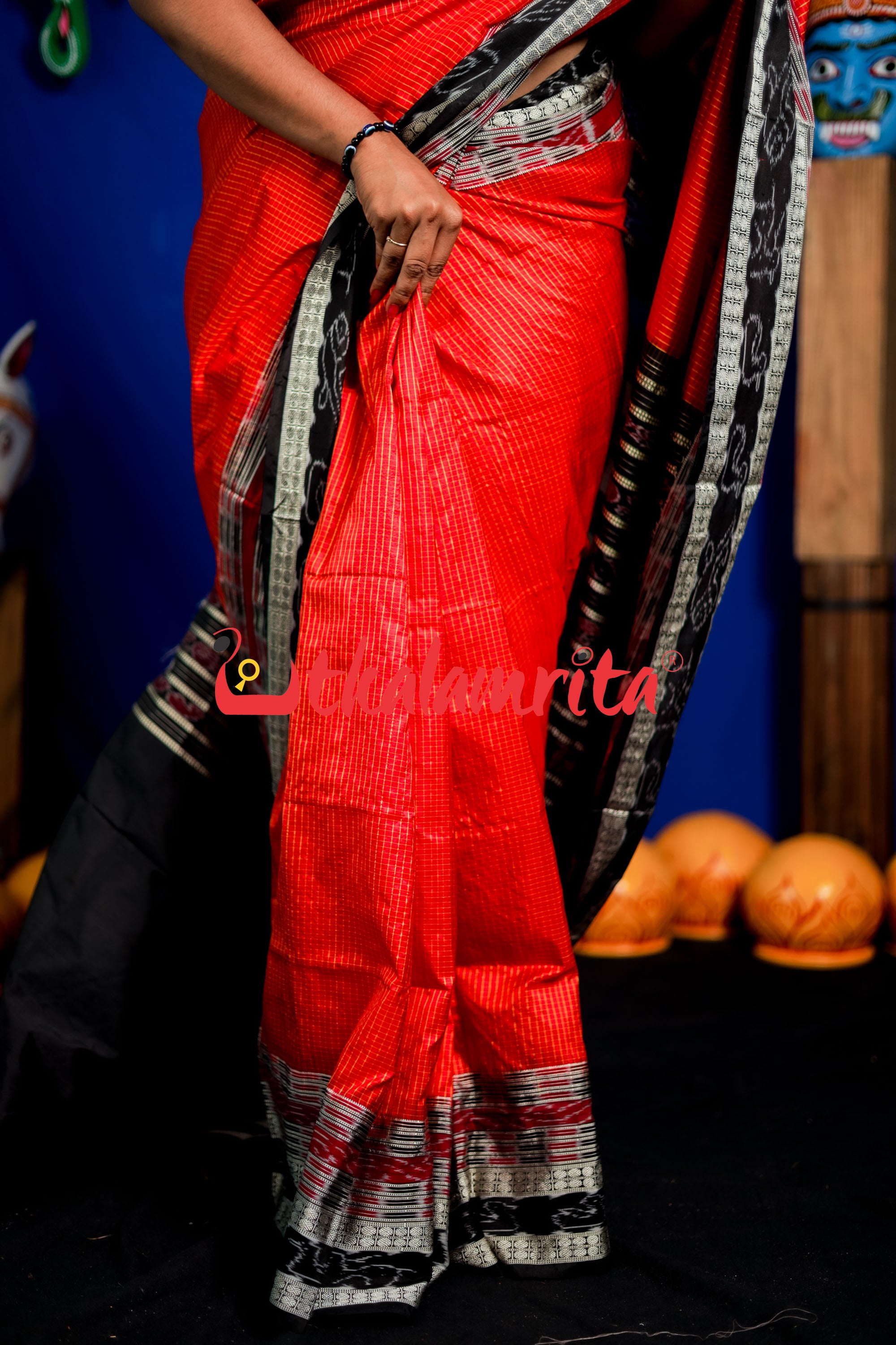Red Sachipar Sambalpuri Silk Saree