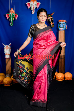 Rani Black Lion Phoda Jala Tussar Silk