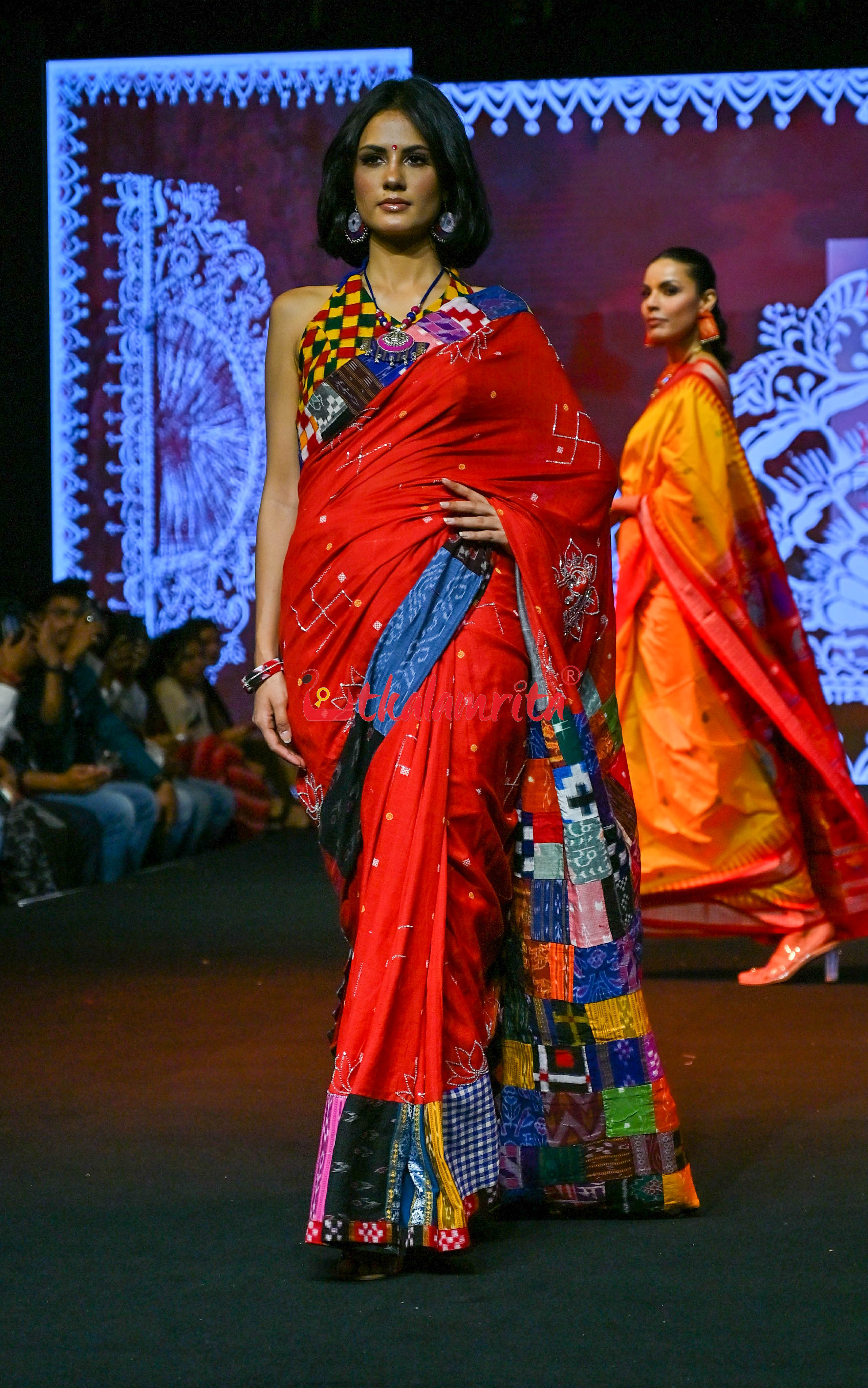 Red with Yellow Buti Designer Sambalpuri Cotton Saree