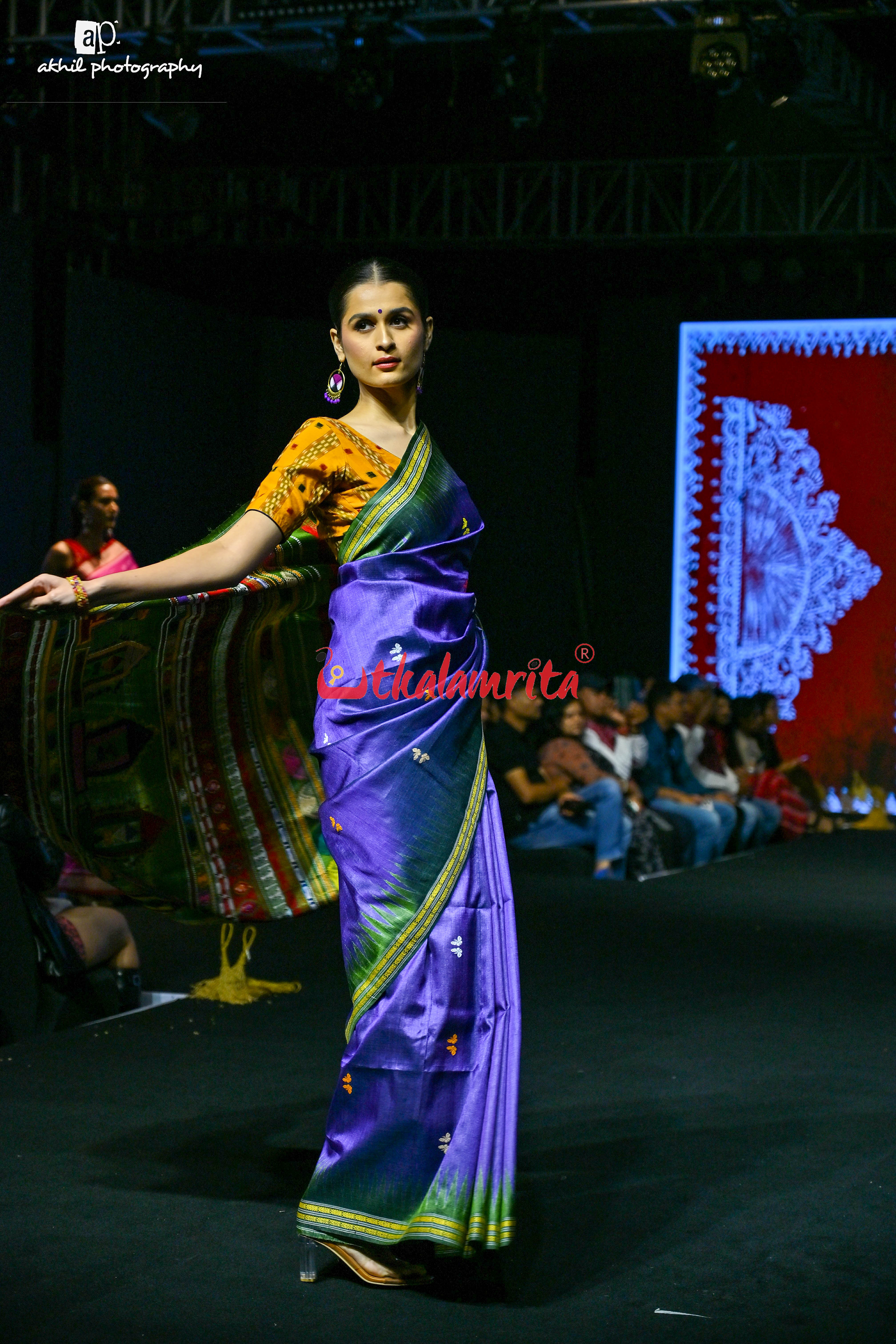 Multi Butterfly on Violet Dolabedi Gopalpur Tussar Silk Saree
