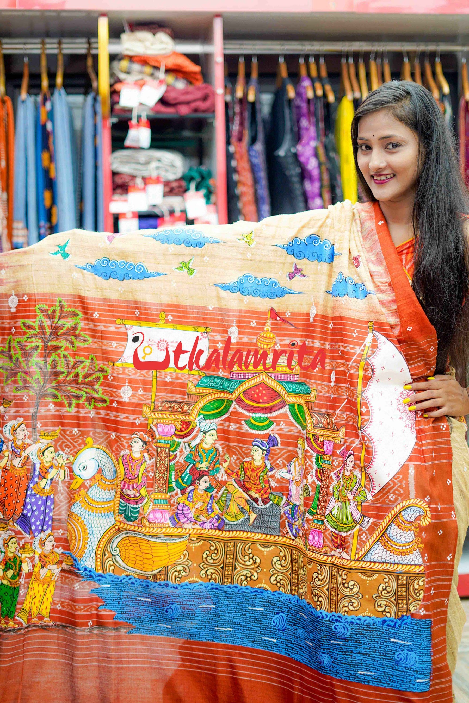 Boita Pattachitra Tussar Silk Saree