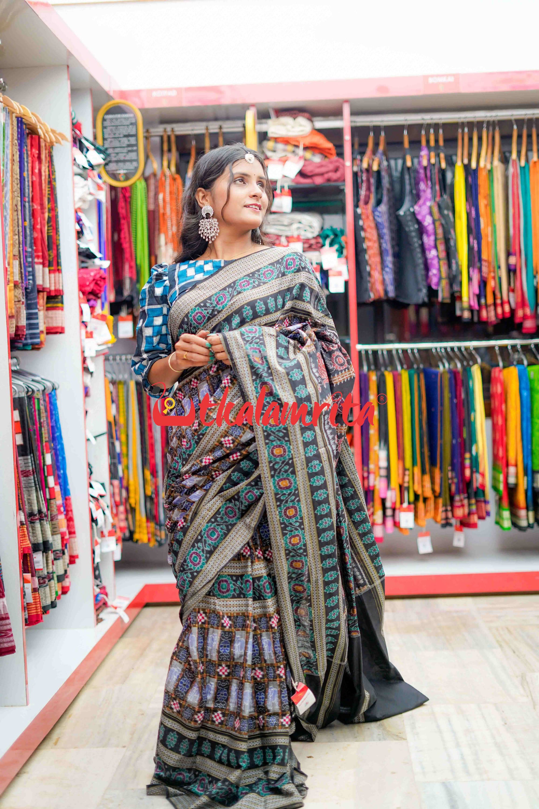 Kuthi Sakta Elephant Sambalpuri Cotton Saree