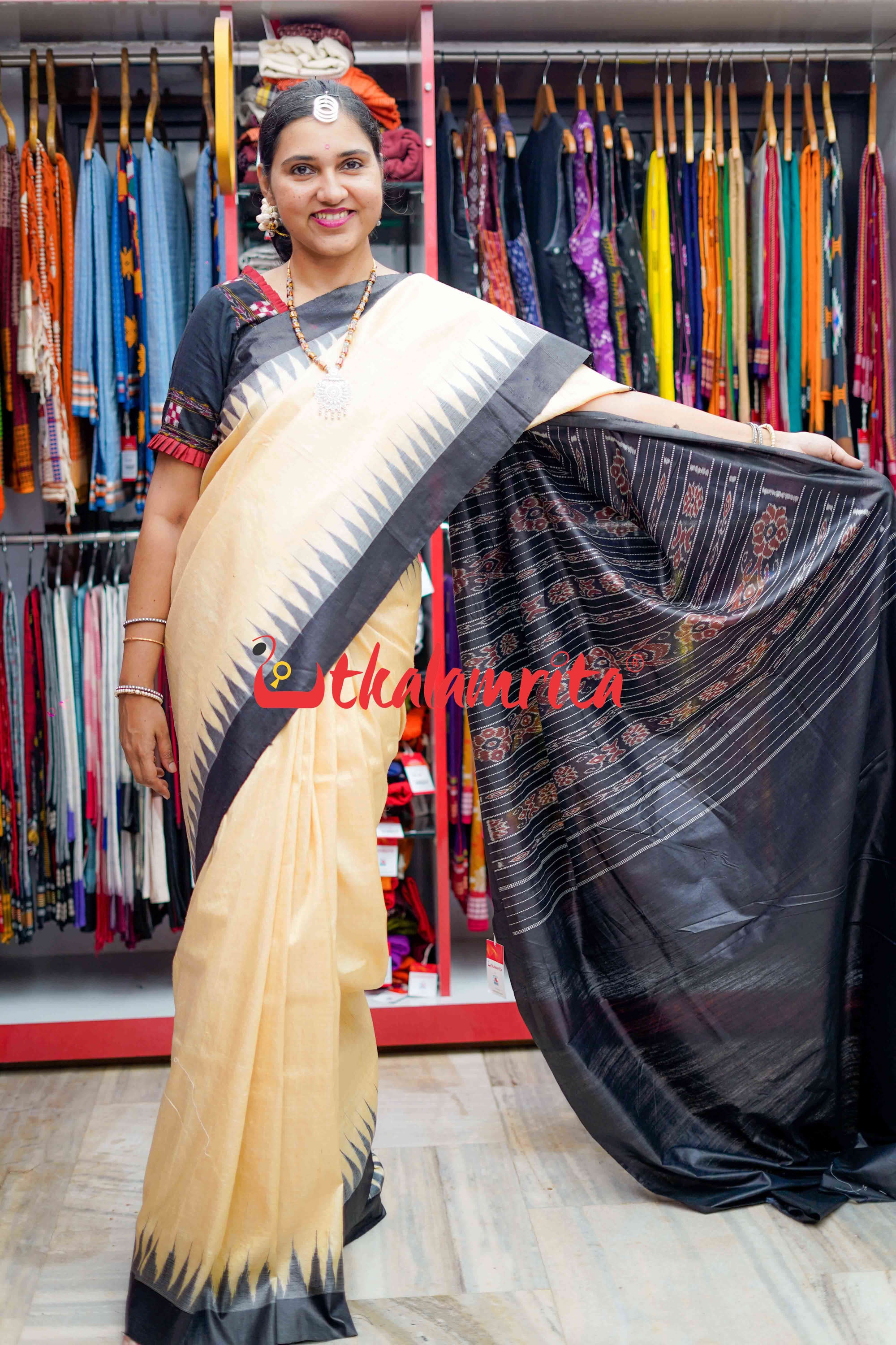 Fine Gopalpur Tussar Beige Black Saree