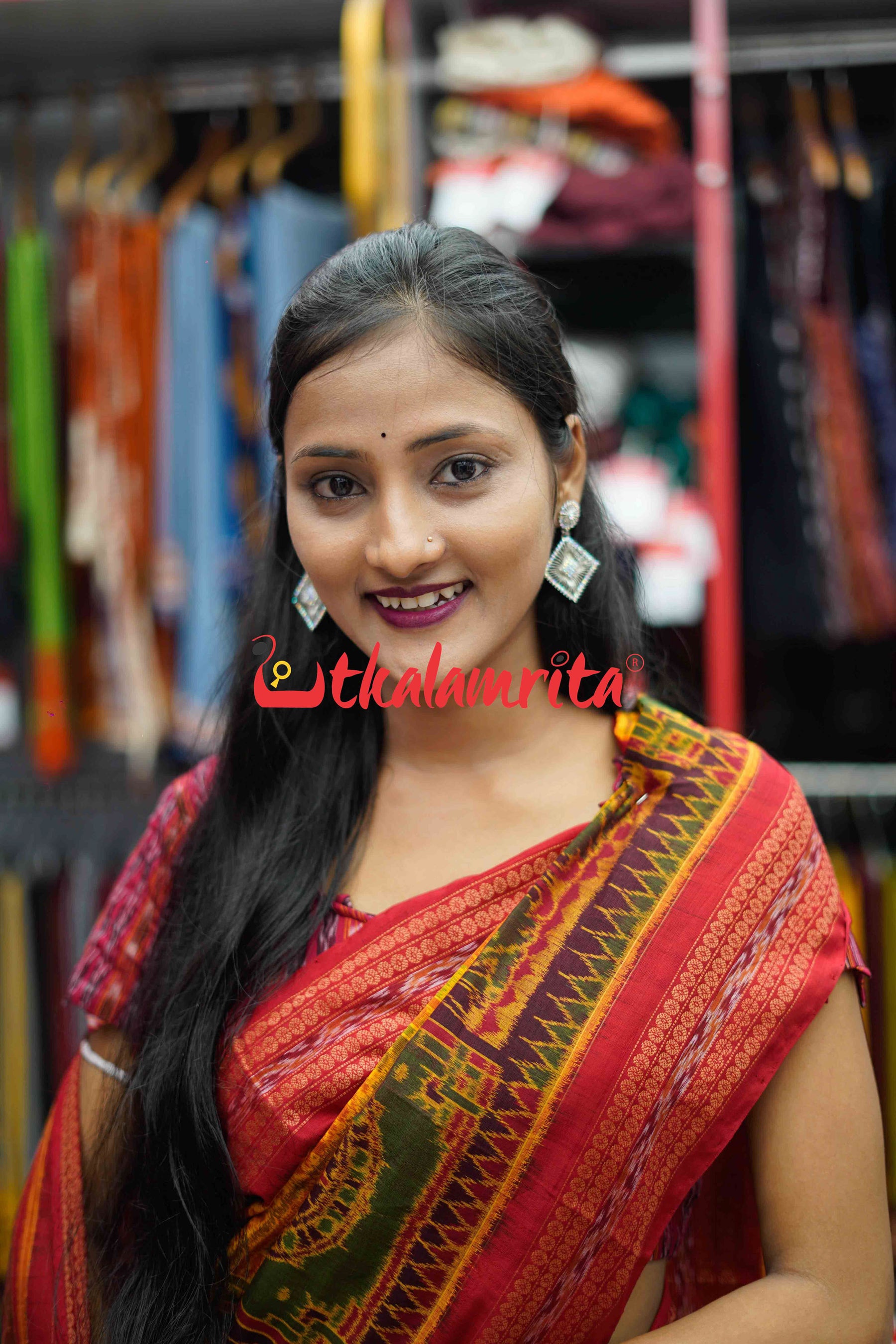 Half Half 5 Kuthi Konark Dual Color Sambalpuri Cotton Saree