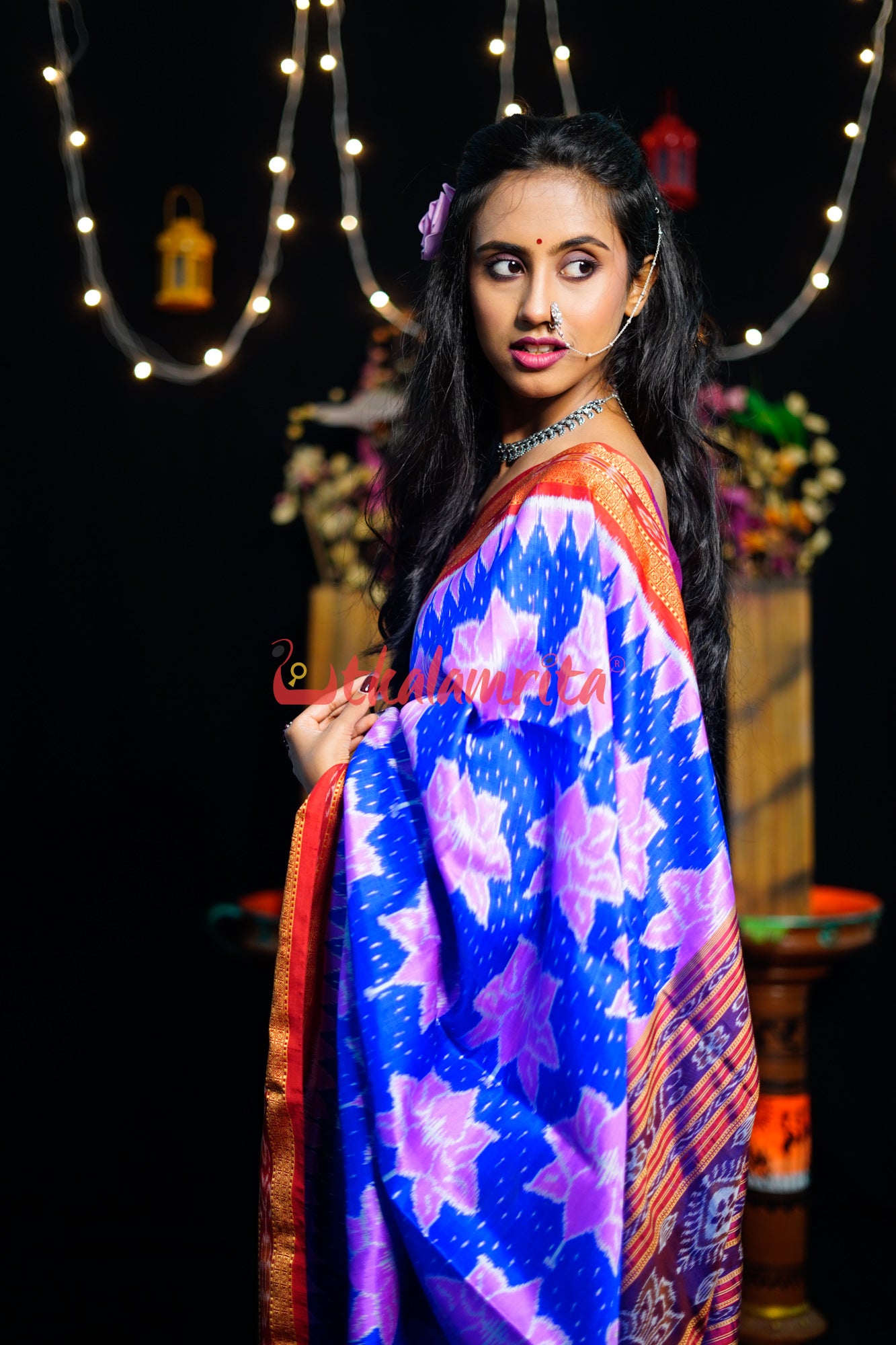 Blue Body Lotus Khandua Silk Saree