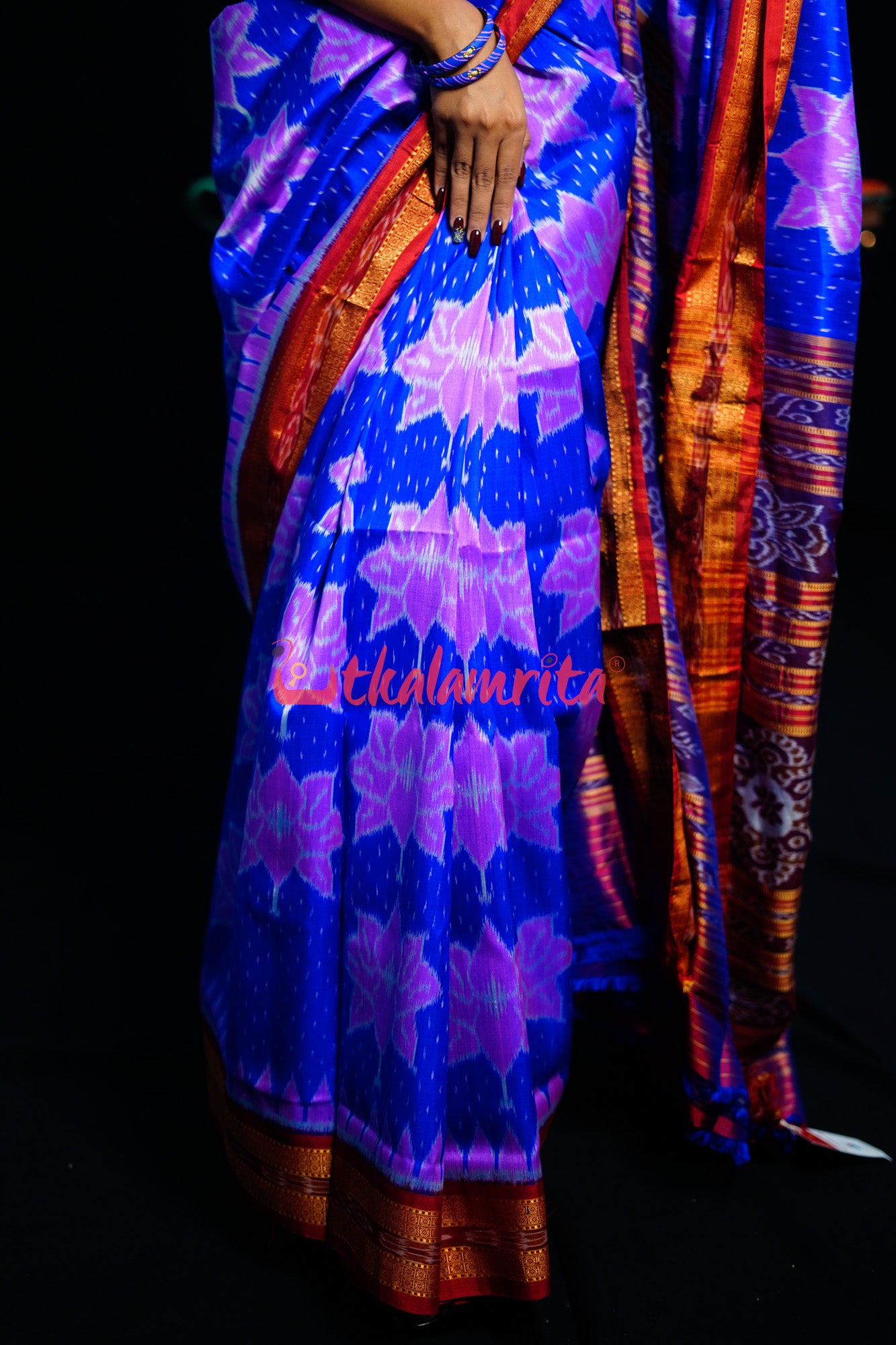 Blue Body Lotus Khandua Silk Saree