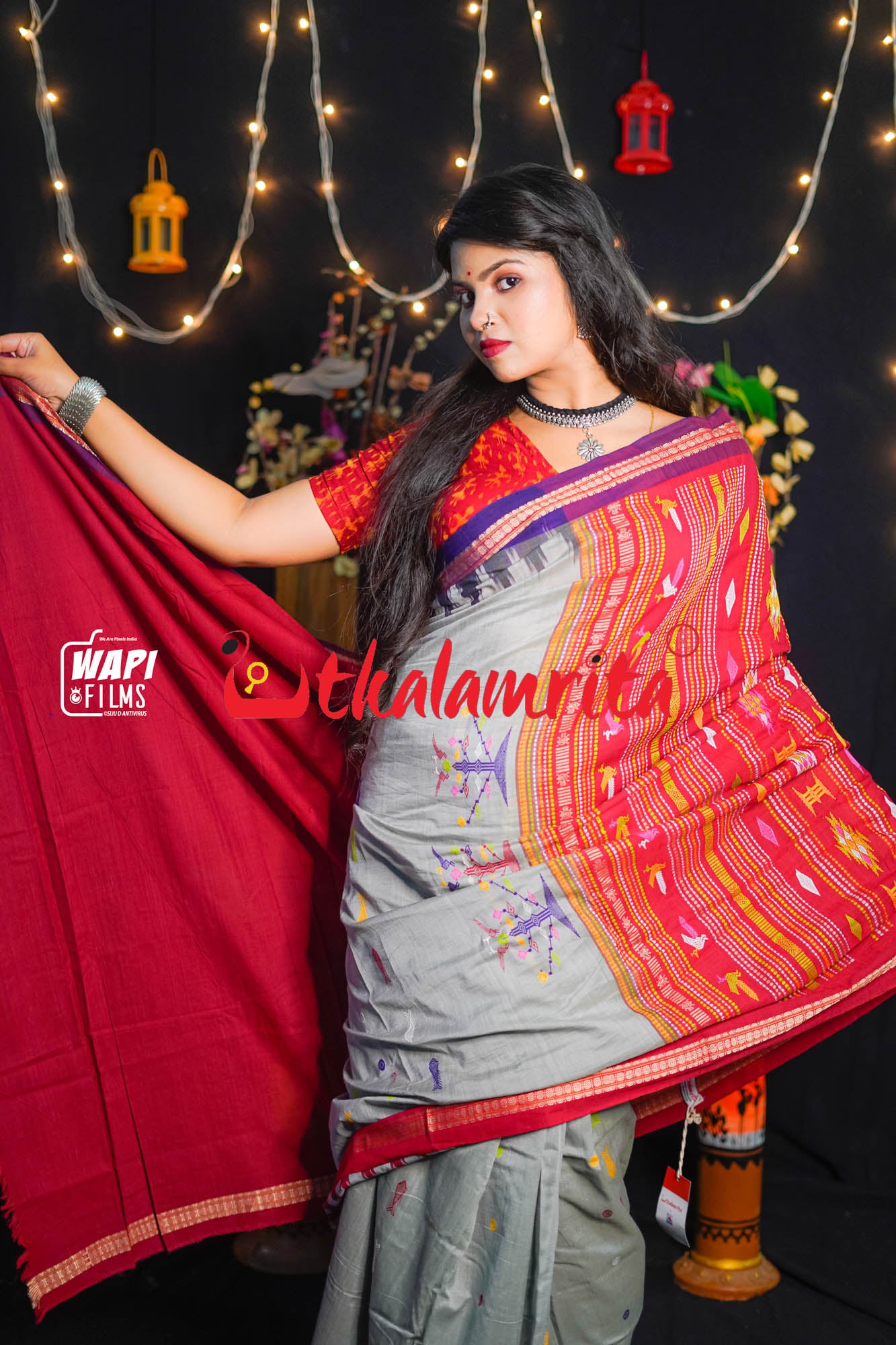 Grey Ganga Jamuna Cotton Bomkai