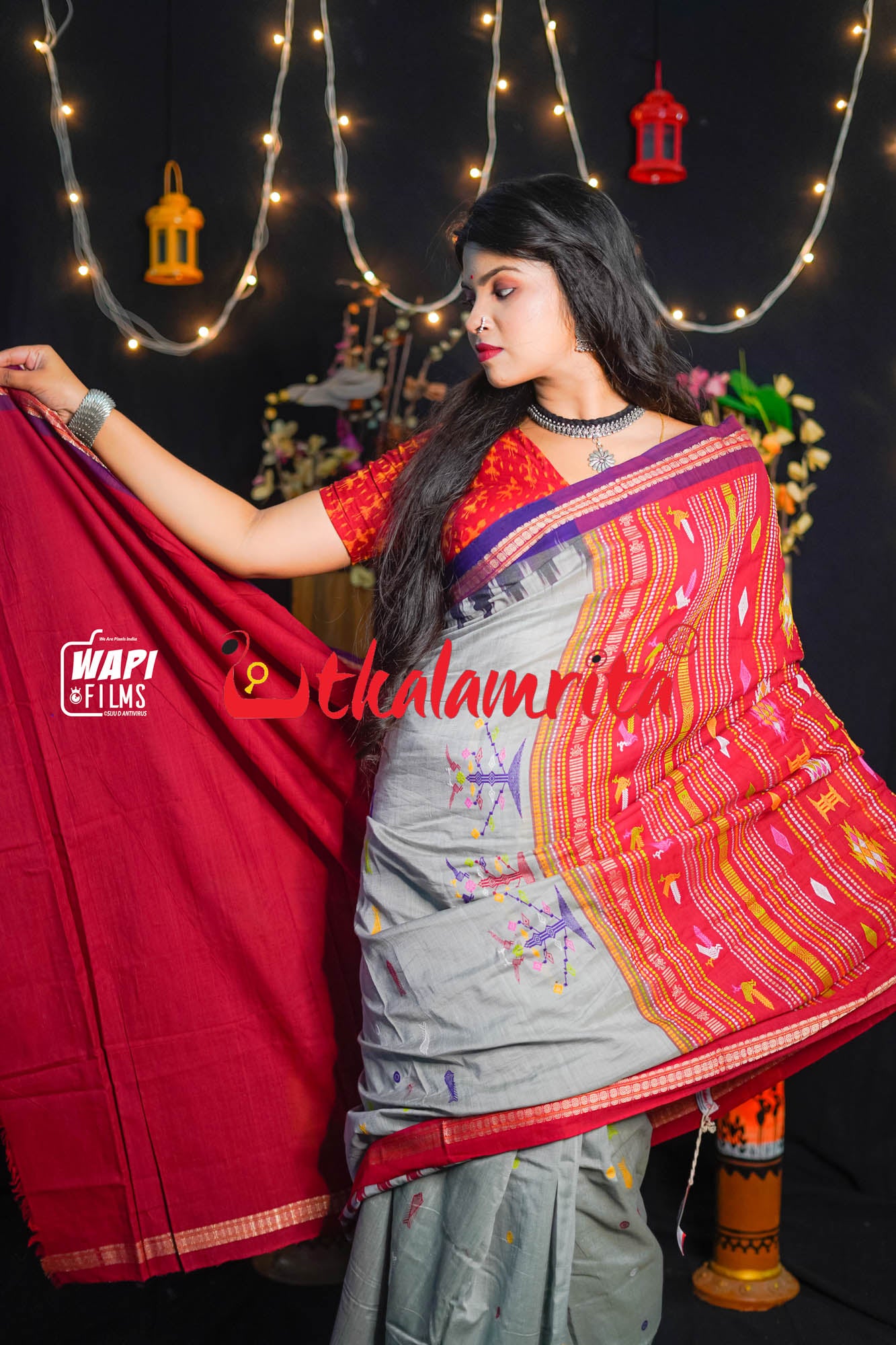 Grey Ganga Jamuna Cotton Bomkai