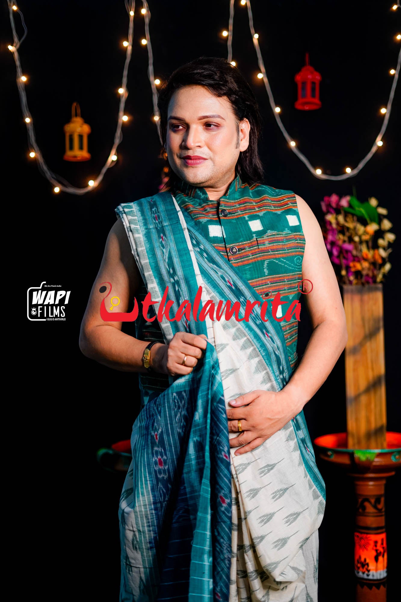 Off White Green Labanga Khandua Saree