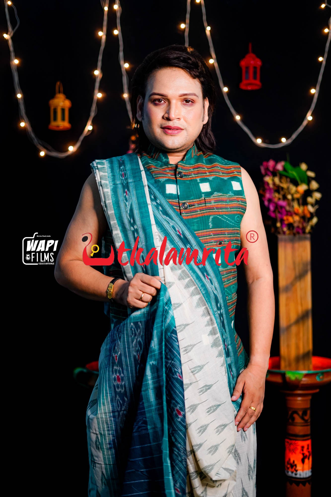 Off White Green Labanga Khandua Saree
