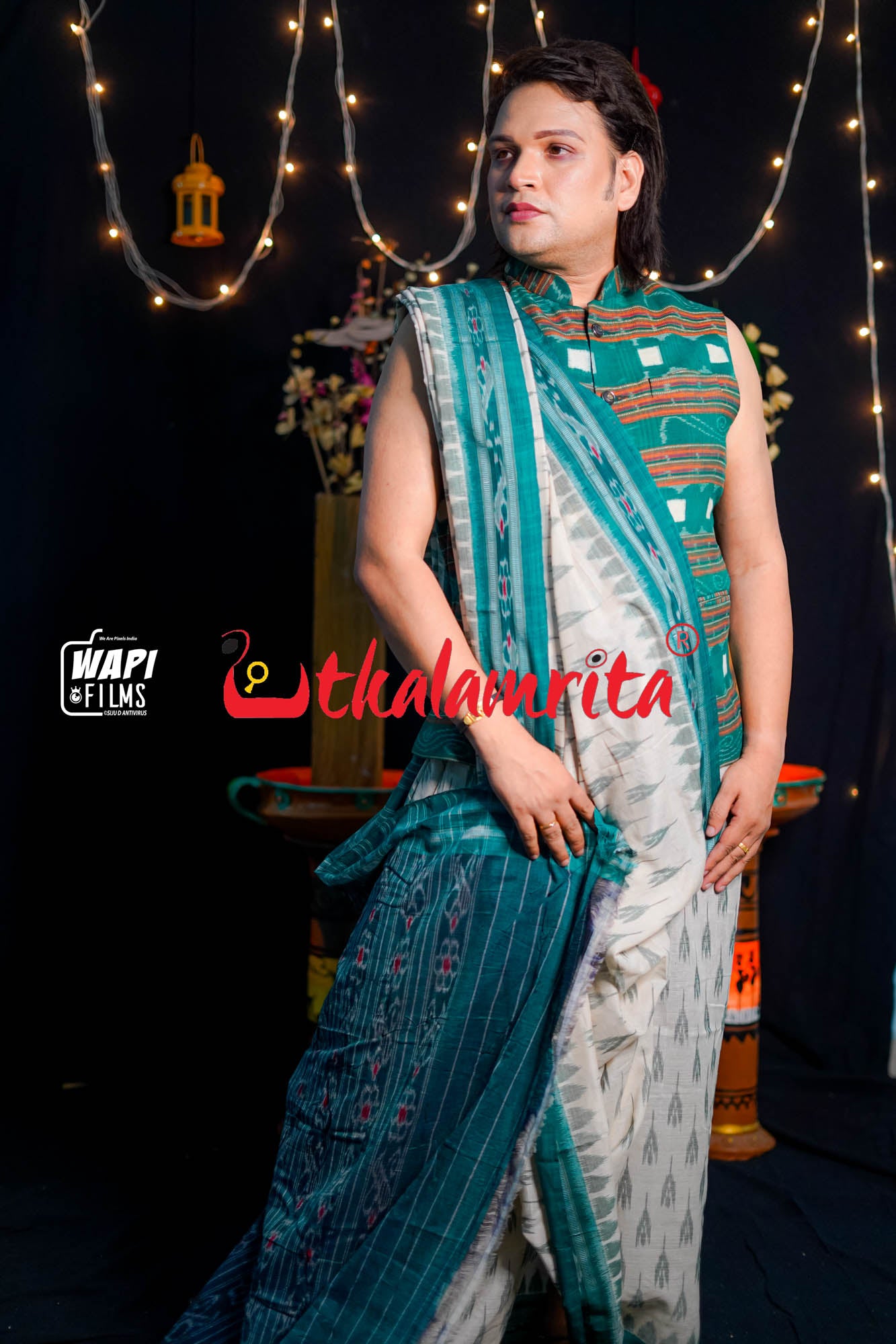 Off White Green Labanga Khandua Saree