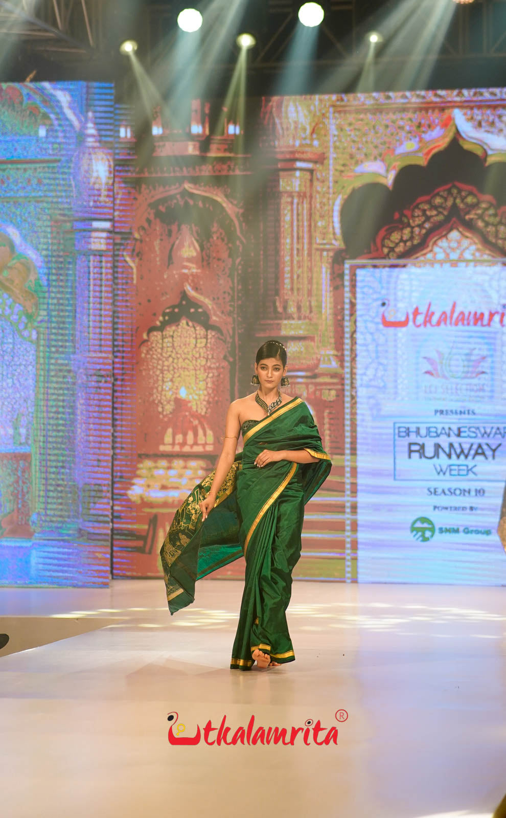 Sita Thaba Deep Green Pattachitra Silk Saree