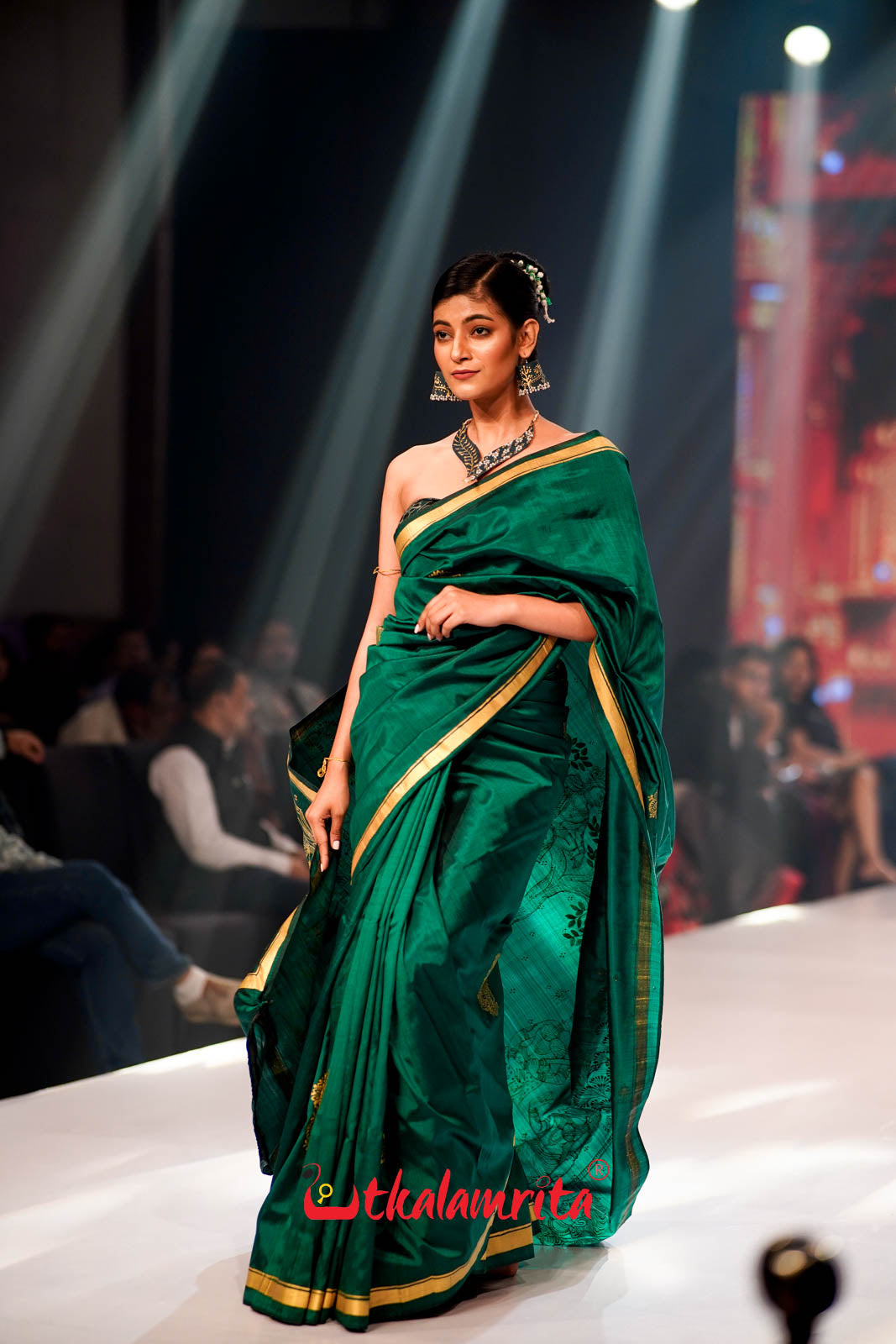 Sita Thaba Deep Green Pattachitra Silk Saree
