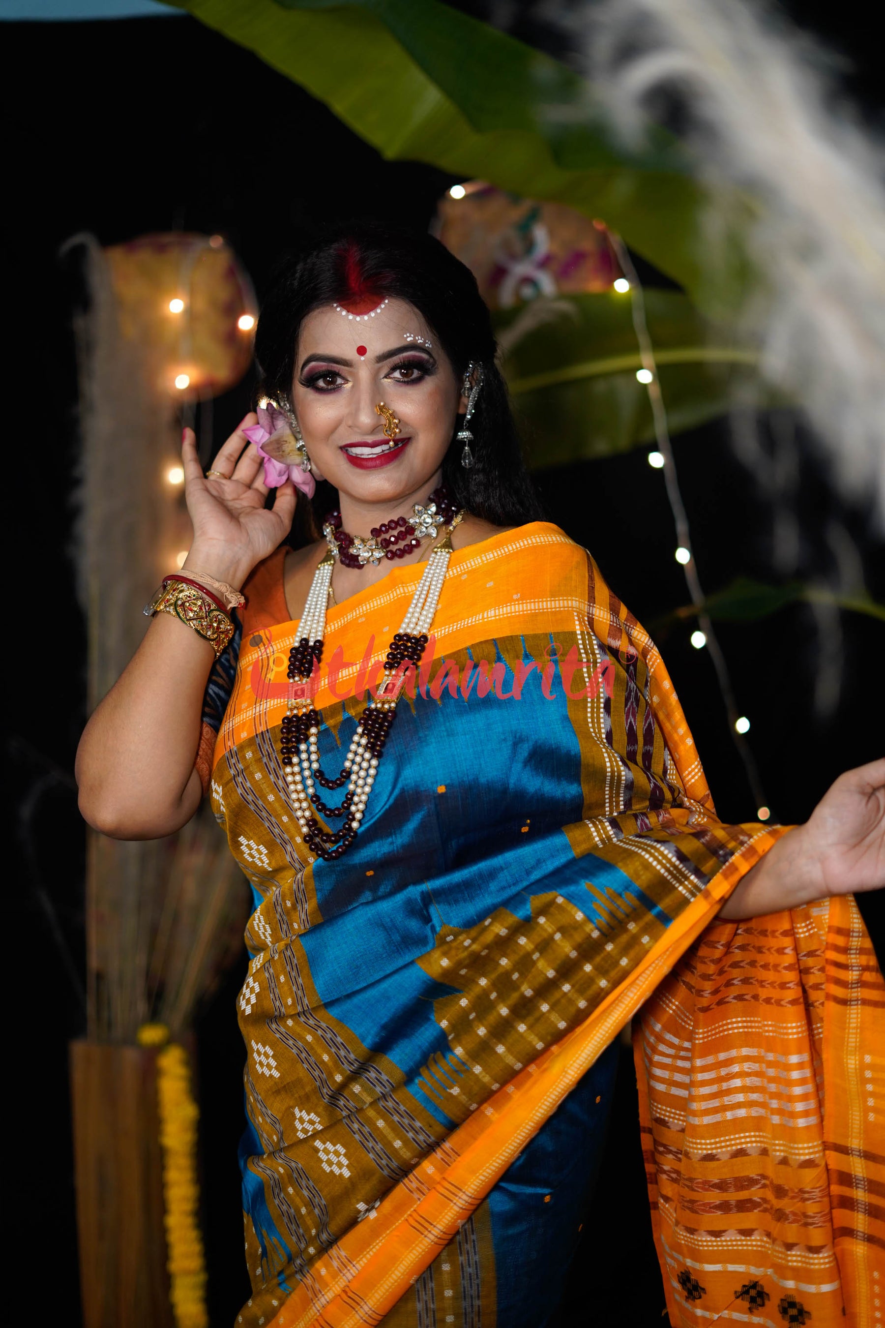Sumati Blue Taj Mahal Sambalpuri Bapta Saree