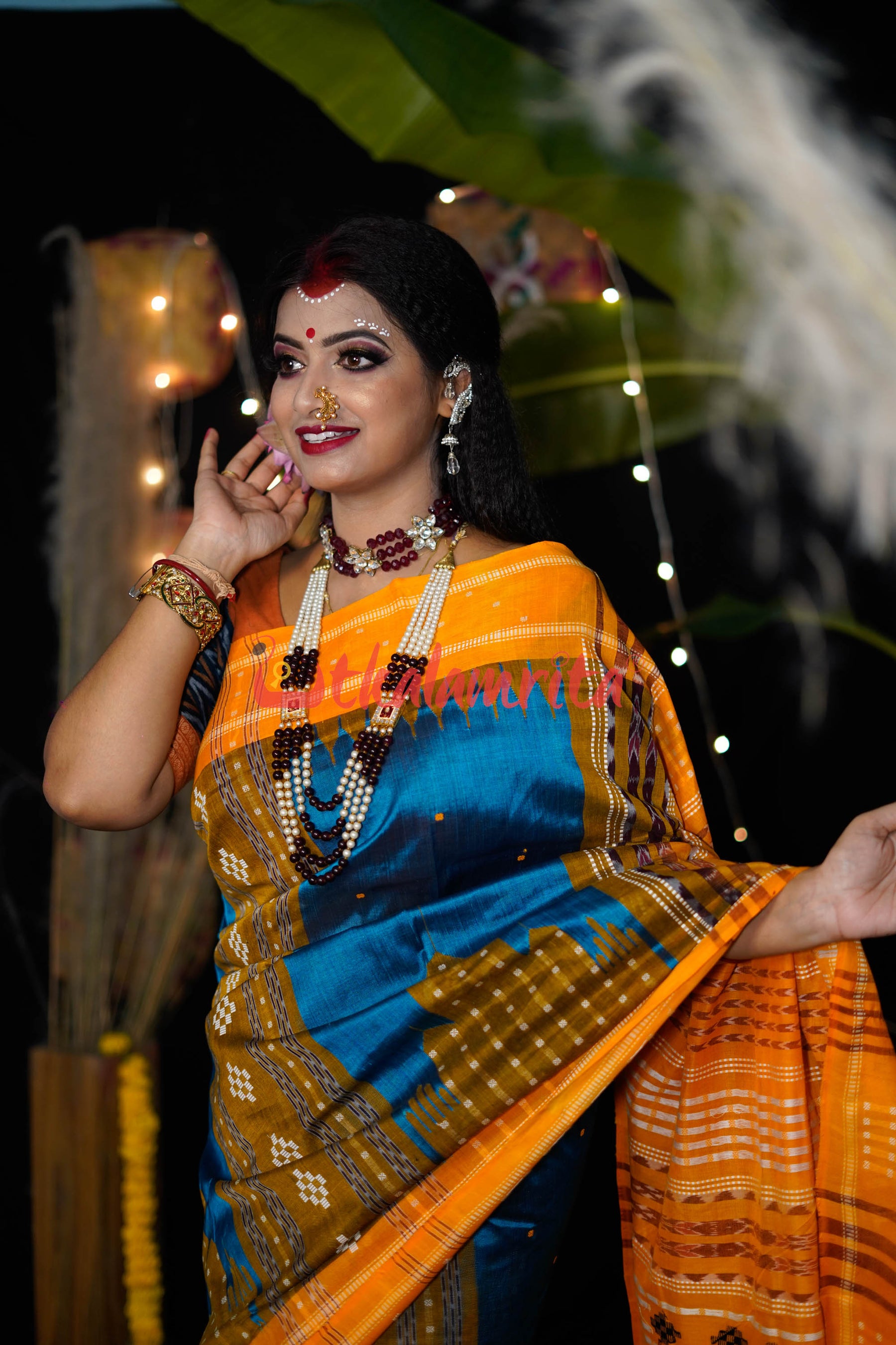 Sumati Blue Taj Mahal Sambalpuri Bapta Saree