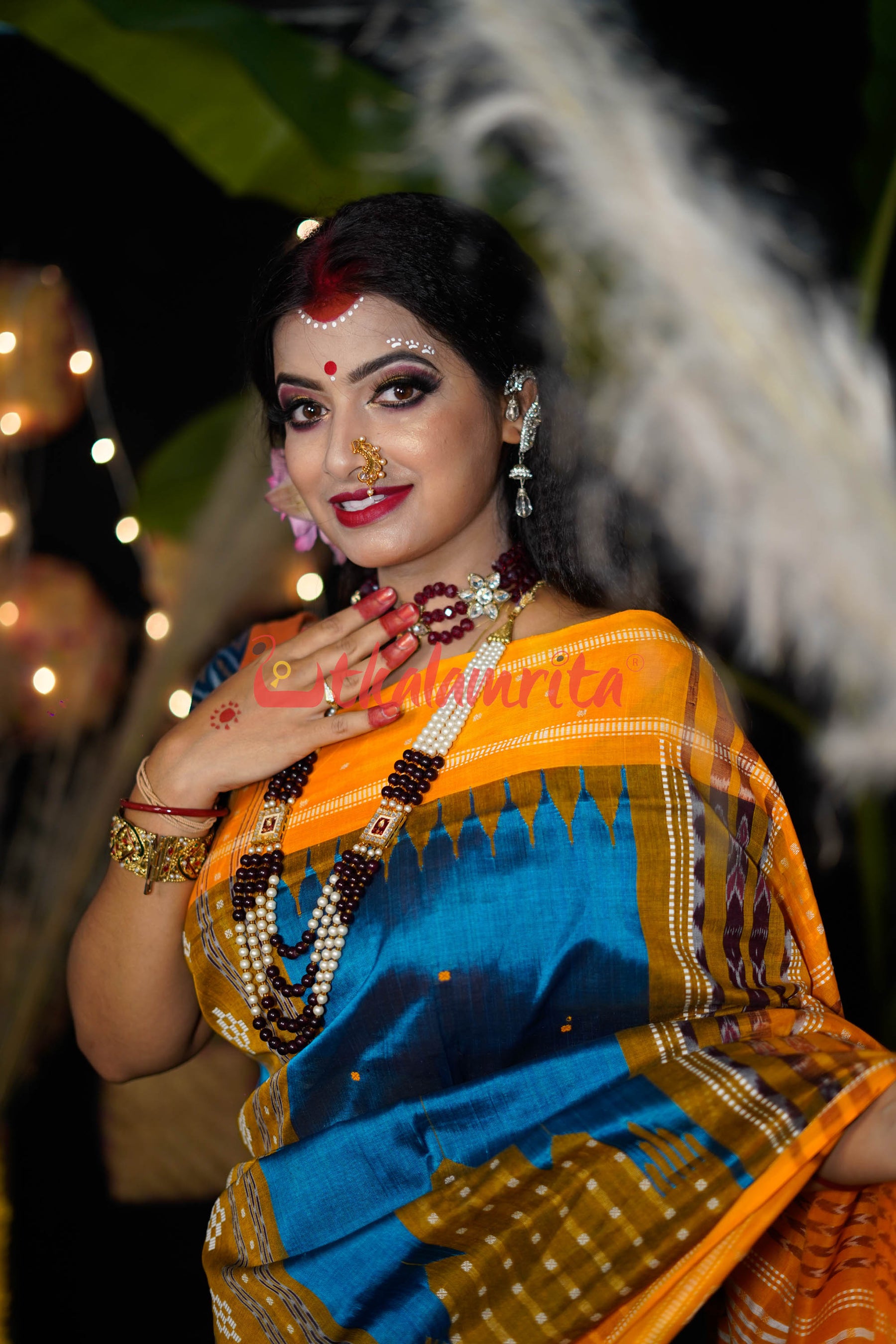 Sumati Blue Taj Mahal Sambalpuri Bapta Saree
