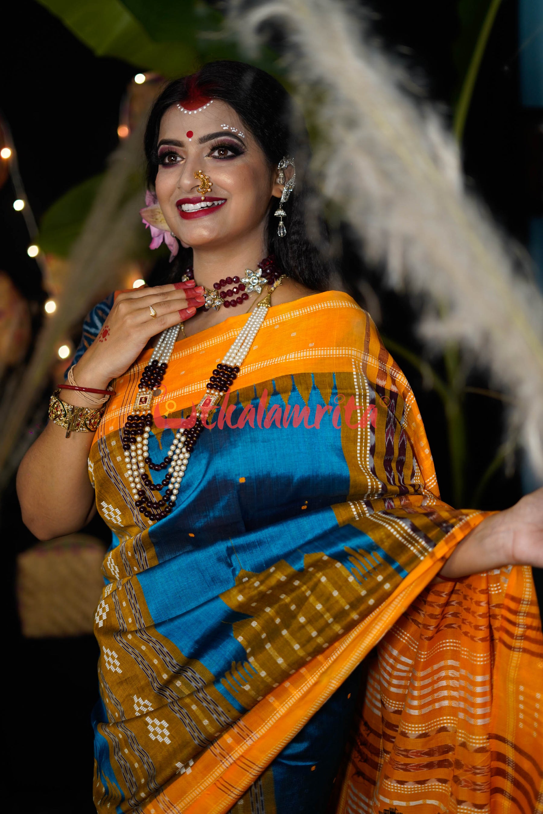 Sumati Blue Taj Mahal Sambalpuri Bapta Saree