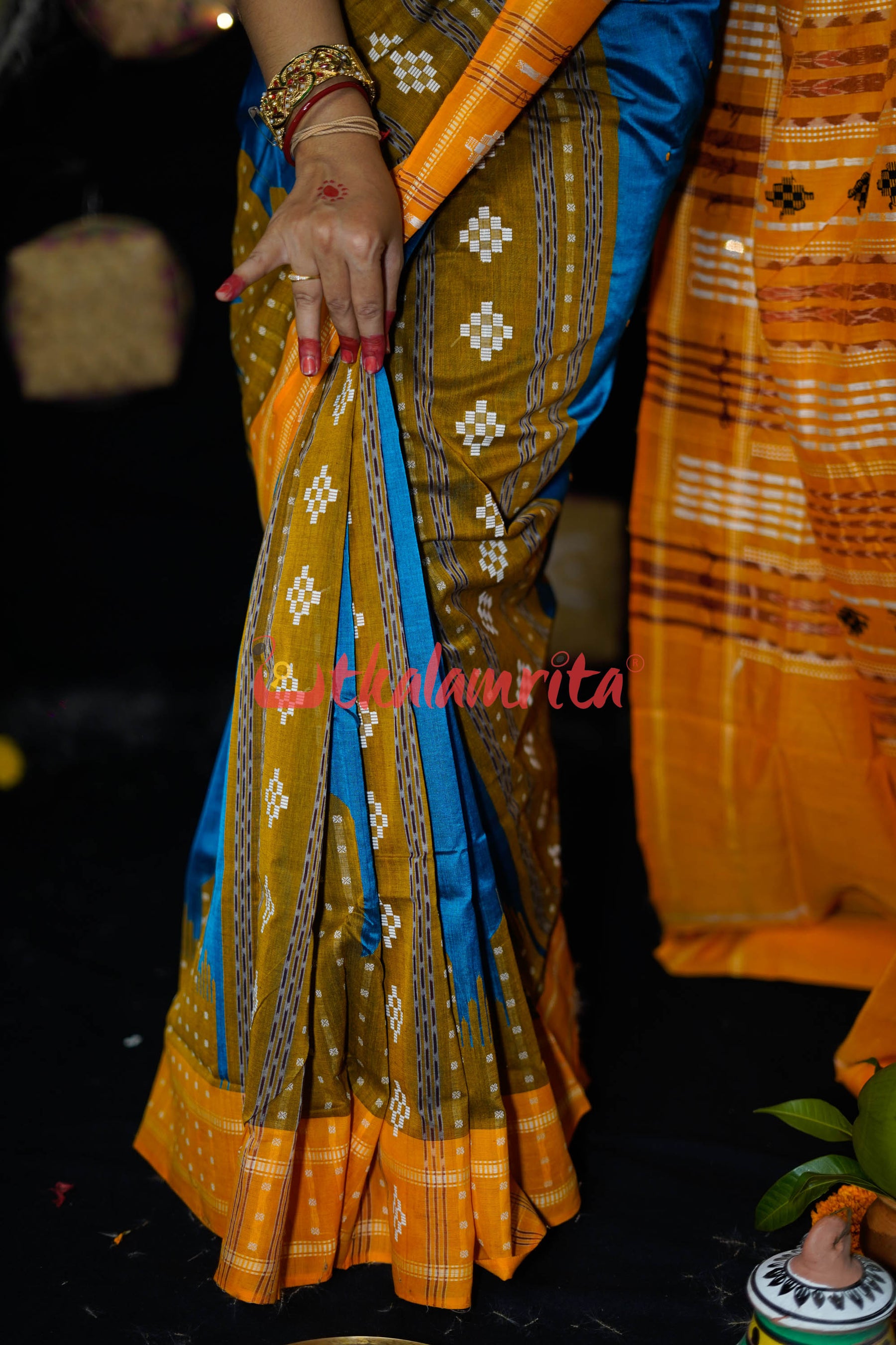 Sumati Blue Taj Mahal Sambalpuri Bapta Saree