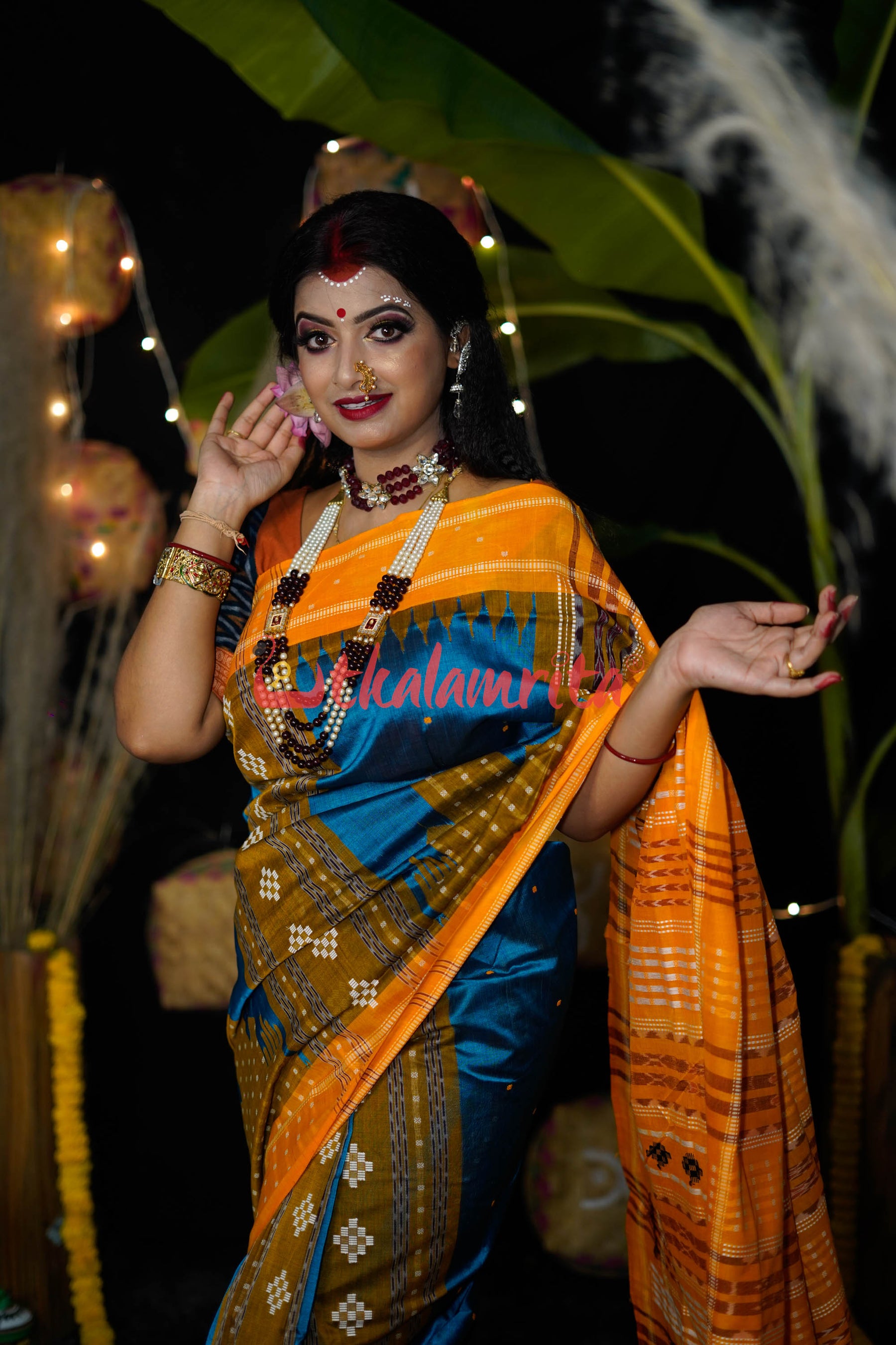 Sumati Blue Taj Mahal Sambalpuri Bapta Saree