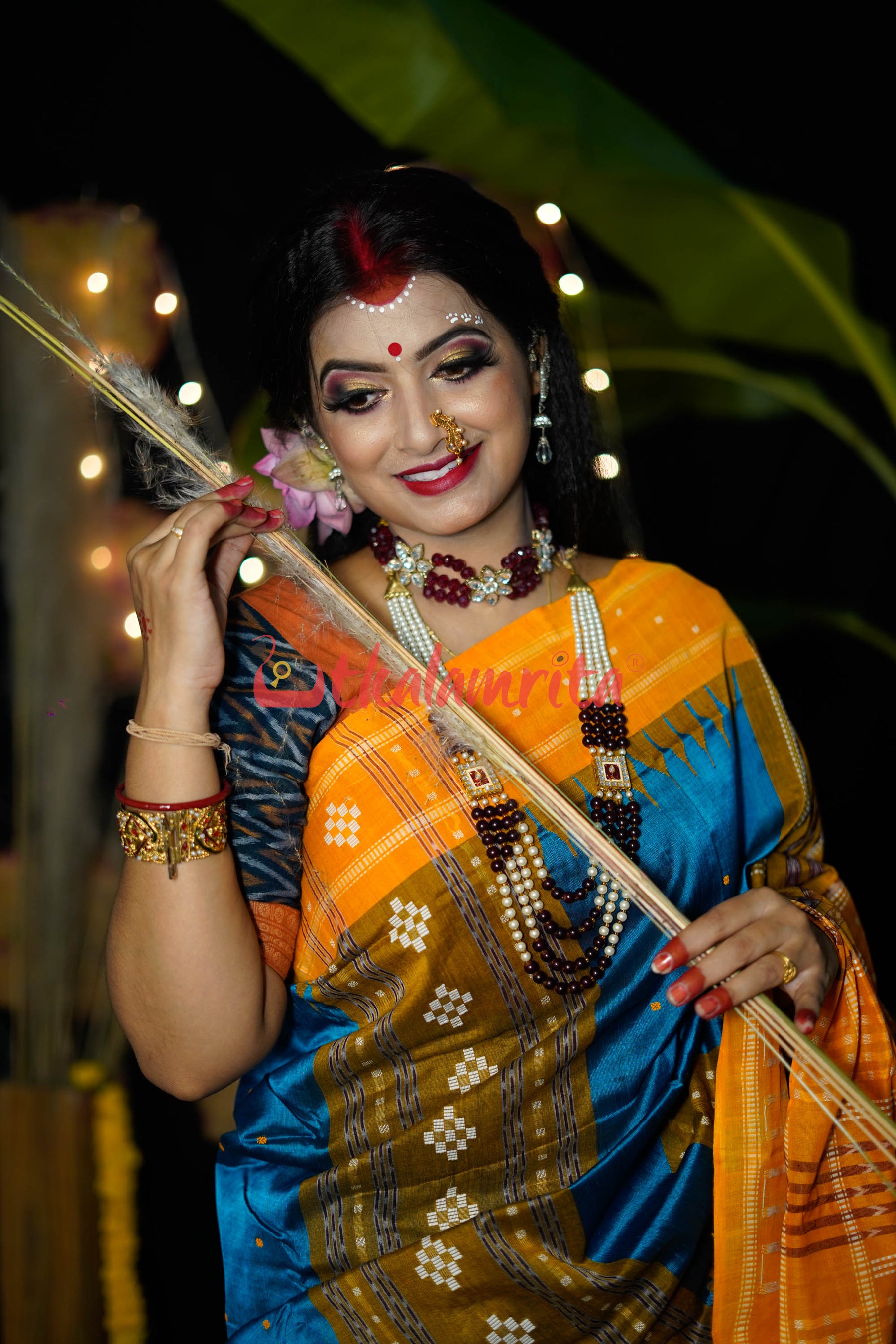 Sumati Blue Taj Mahal Sambalpuri Bapta Saree