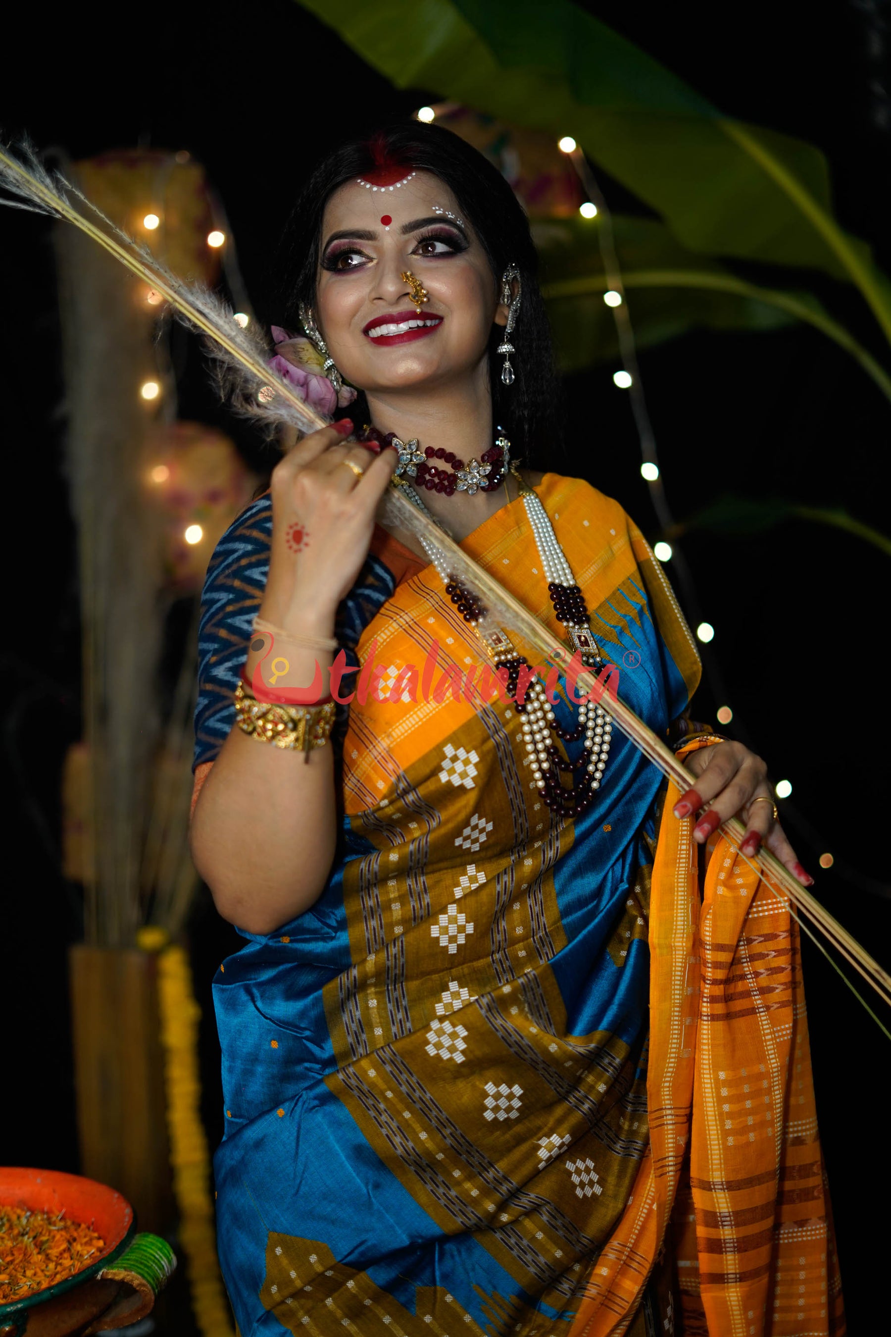 Sumati Blue Taj Mahal Sambalpuri Bapta Saree