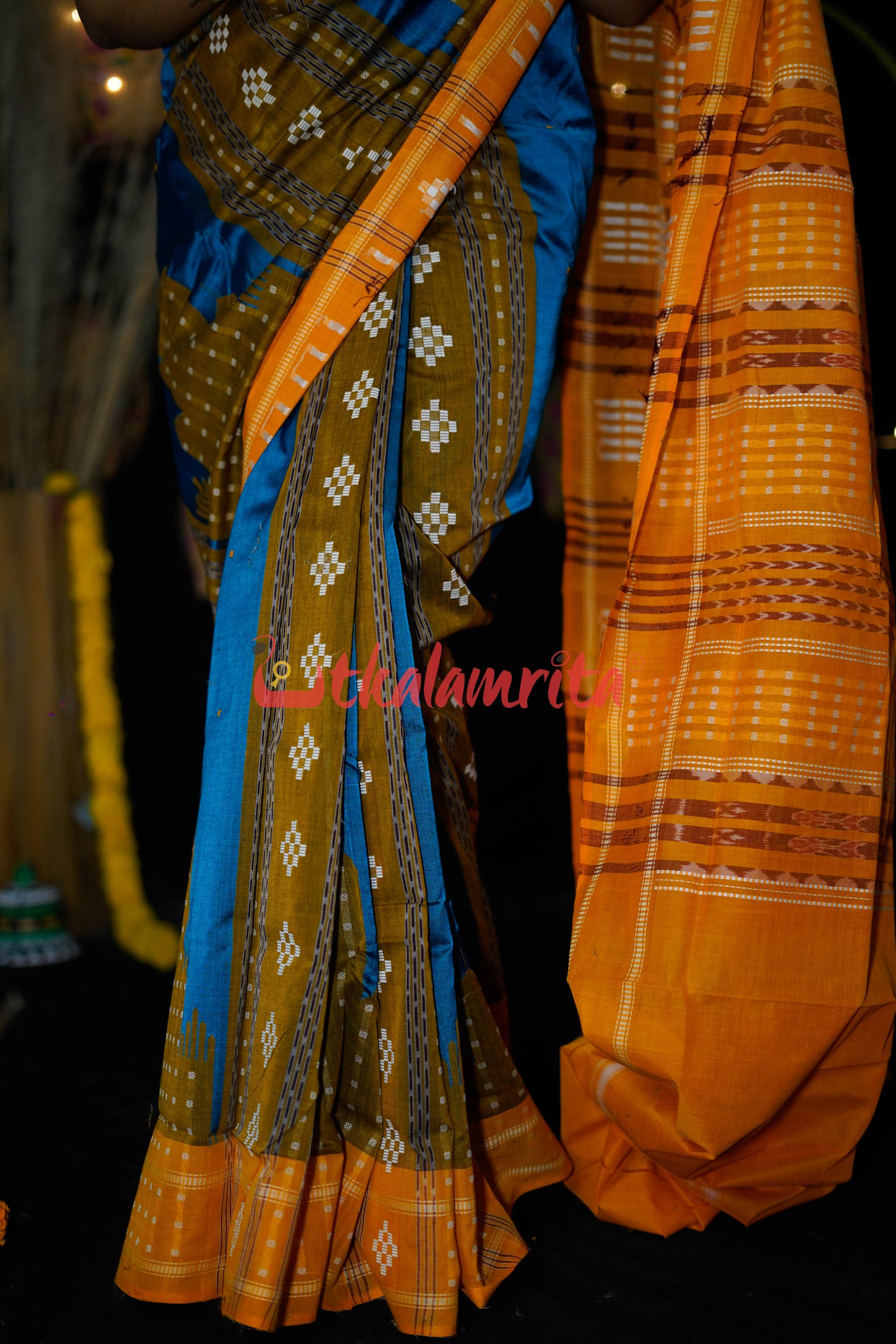 Sumati Blue Taj Mahal Sambalpuri Bapta Saree