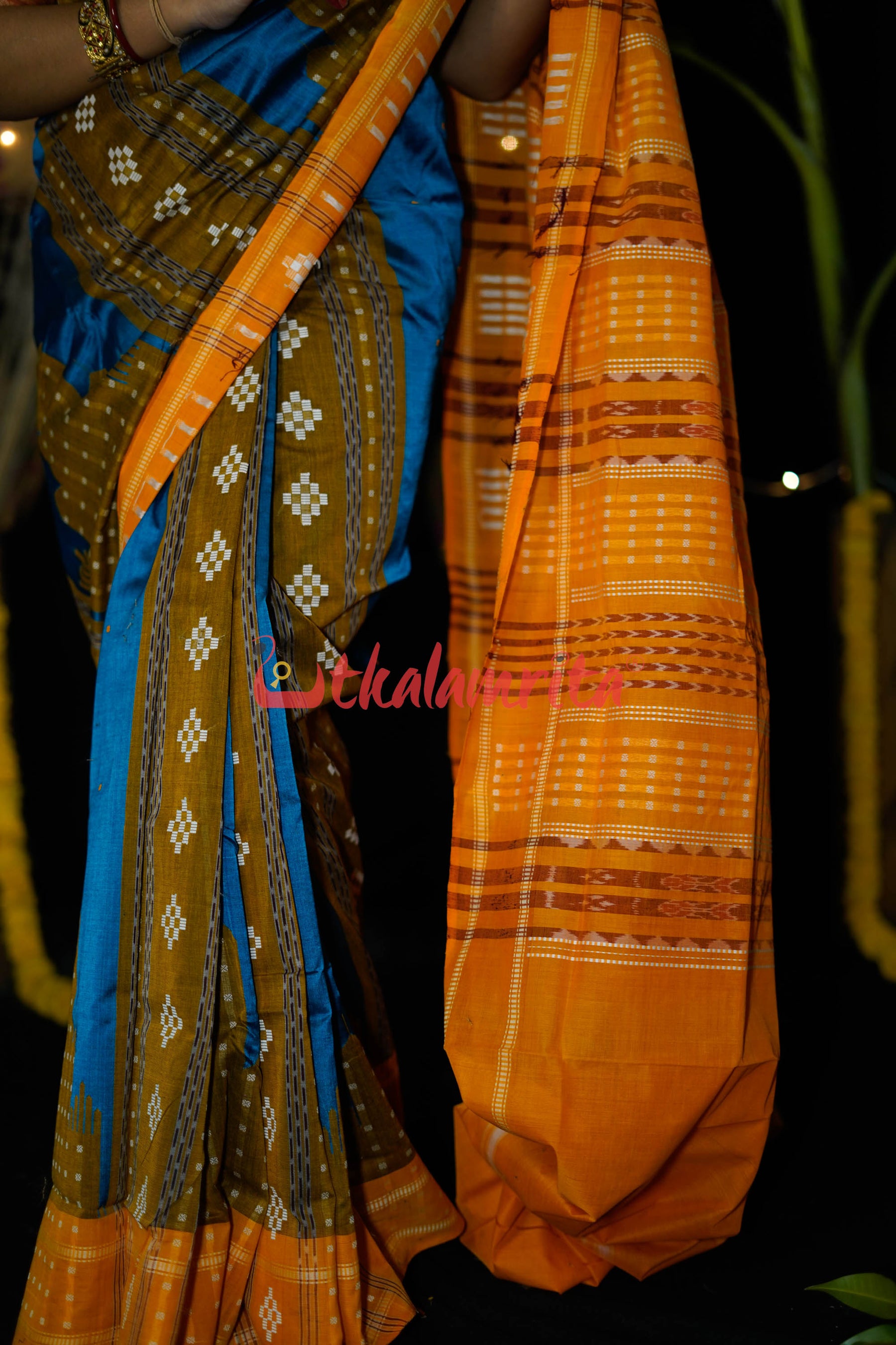 Sumati Blue Taj Mahal Sambalpuri Bapta Saree