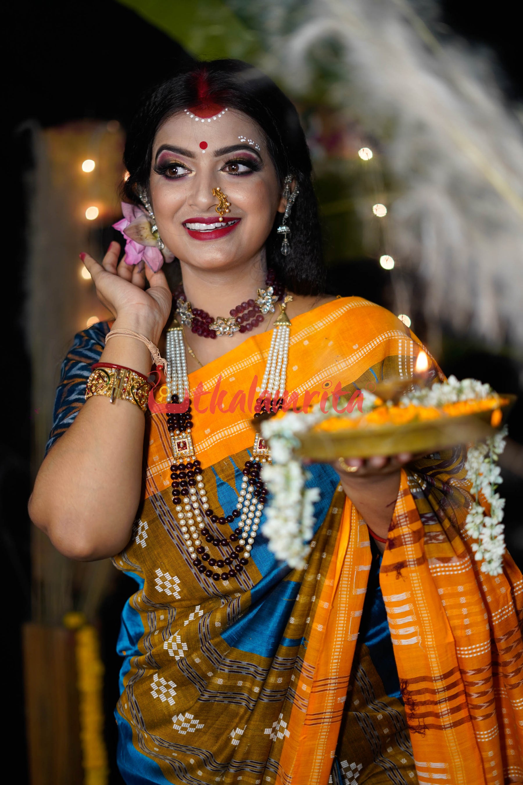 Sumati Blue Taj Mahal Sambalpuri Bapta Saree