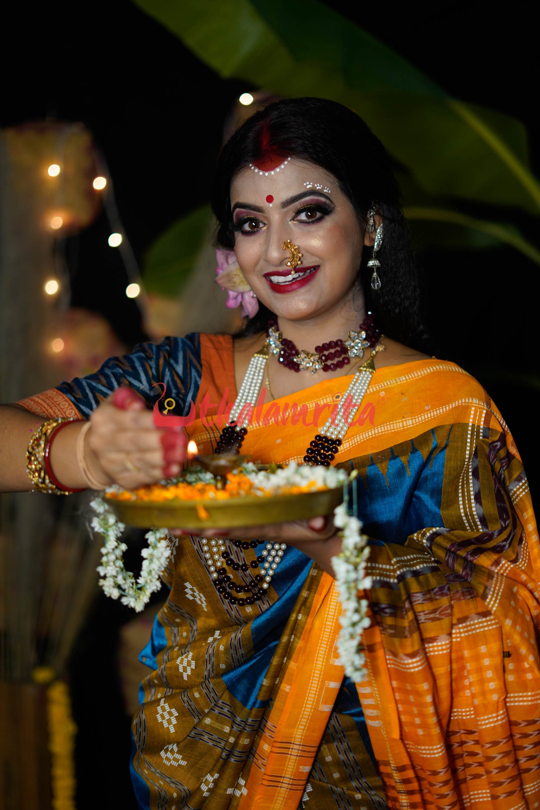 Sumati Blue Taj Mahal Sambalpuri Bapta Saree