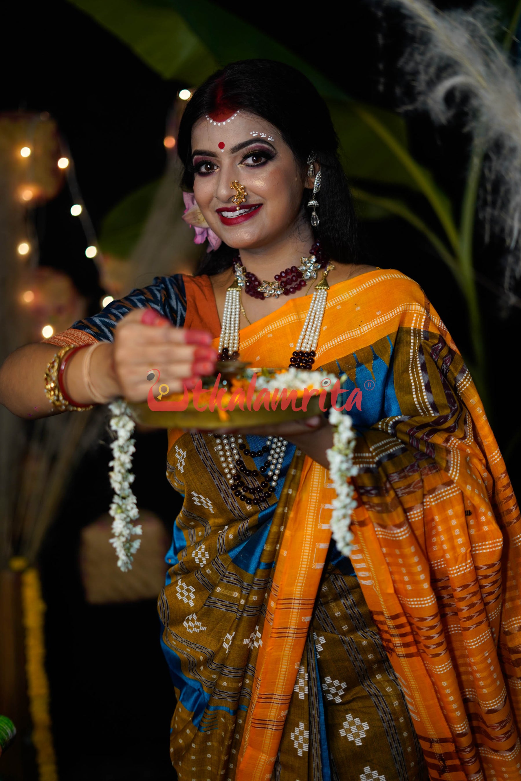 Sumati Blue Taj Mahal Sambalpuri Bapta Saree