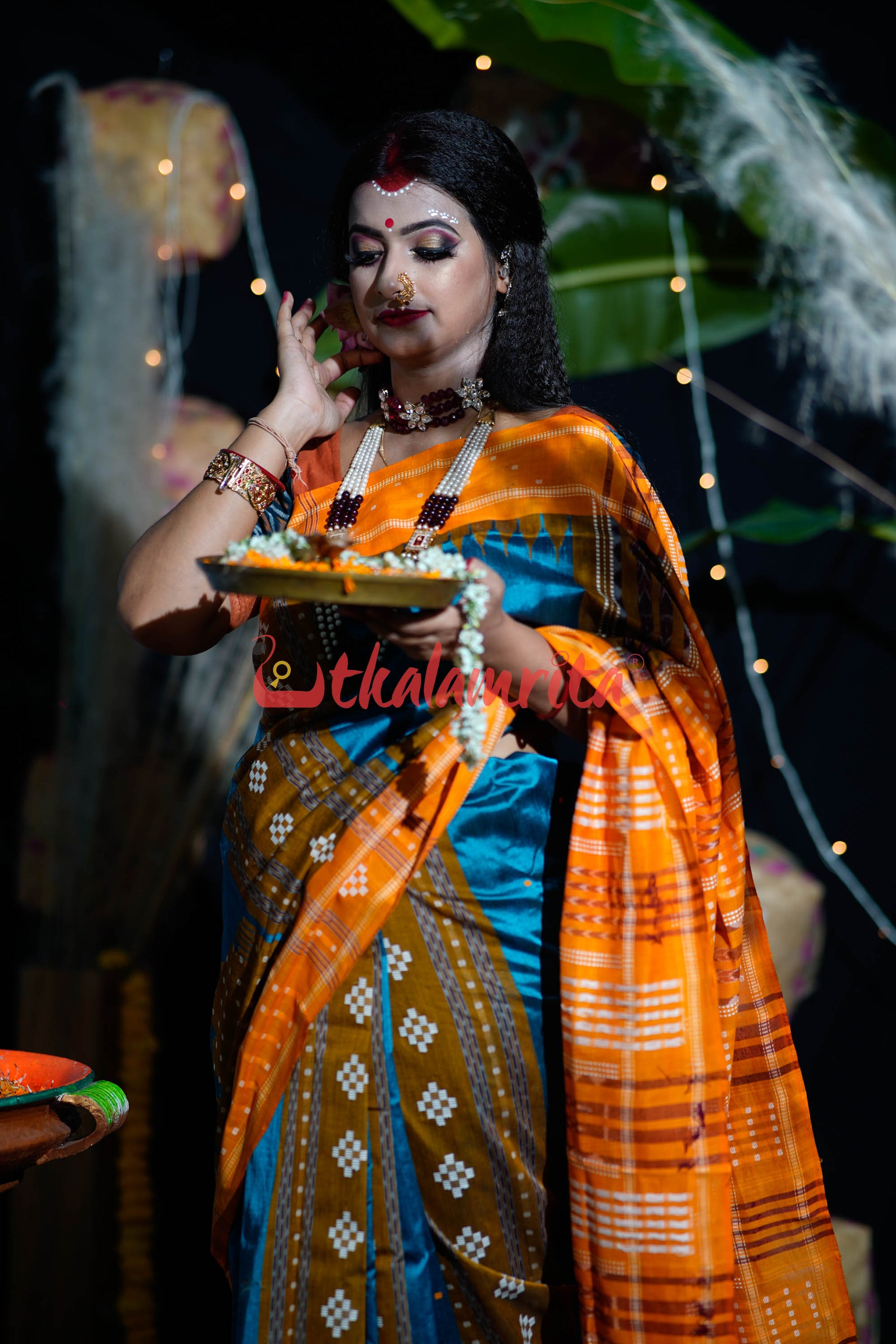 Sumati Blue Taj Mahal Sambalpuri Bapta Saree