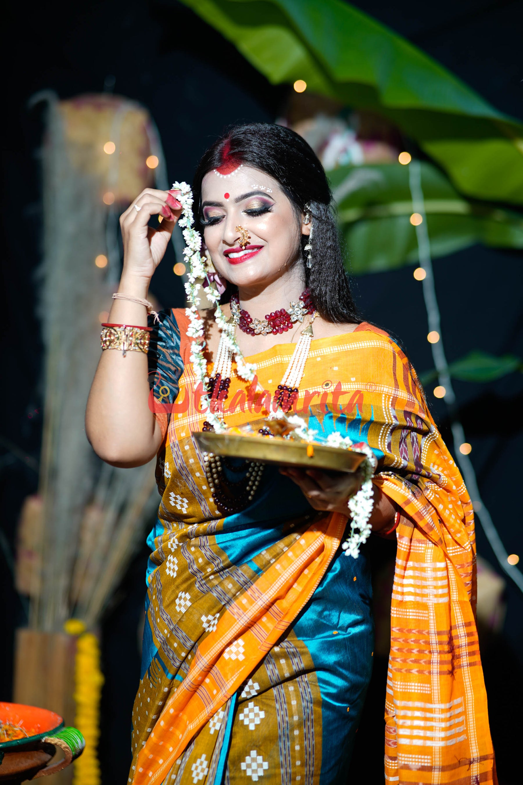 Sumati Blue Taj Mahal Sambalpuri Bapta Saree