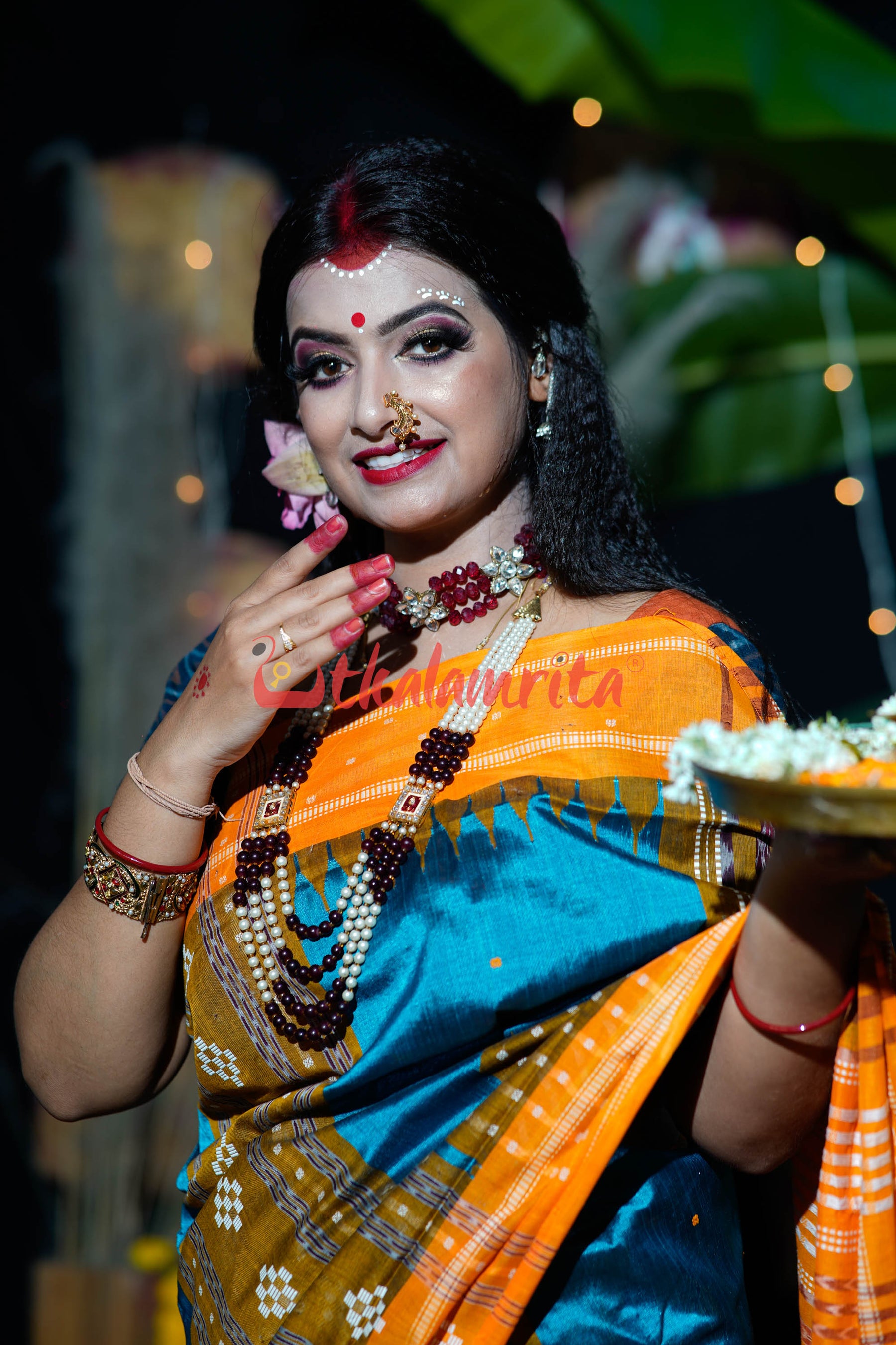 Sumati Blue Taj Mahal Sambalpuri Bapta Saree