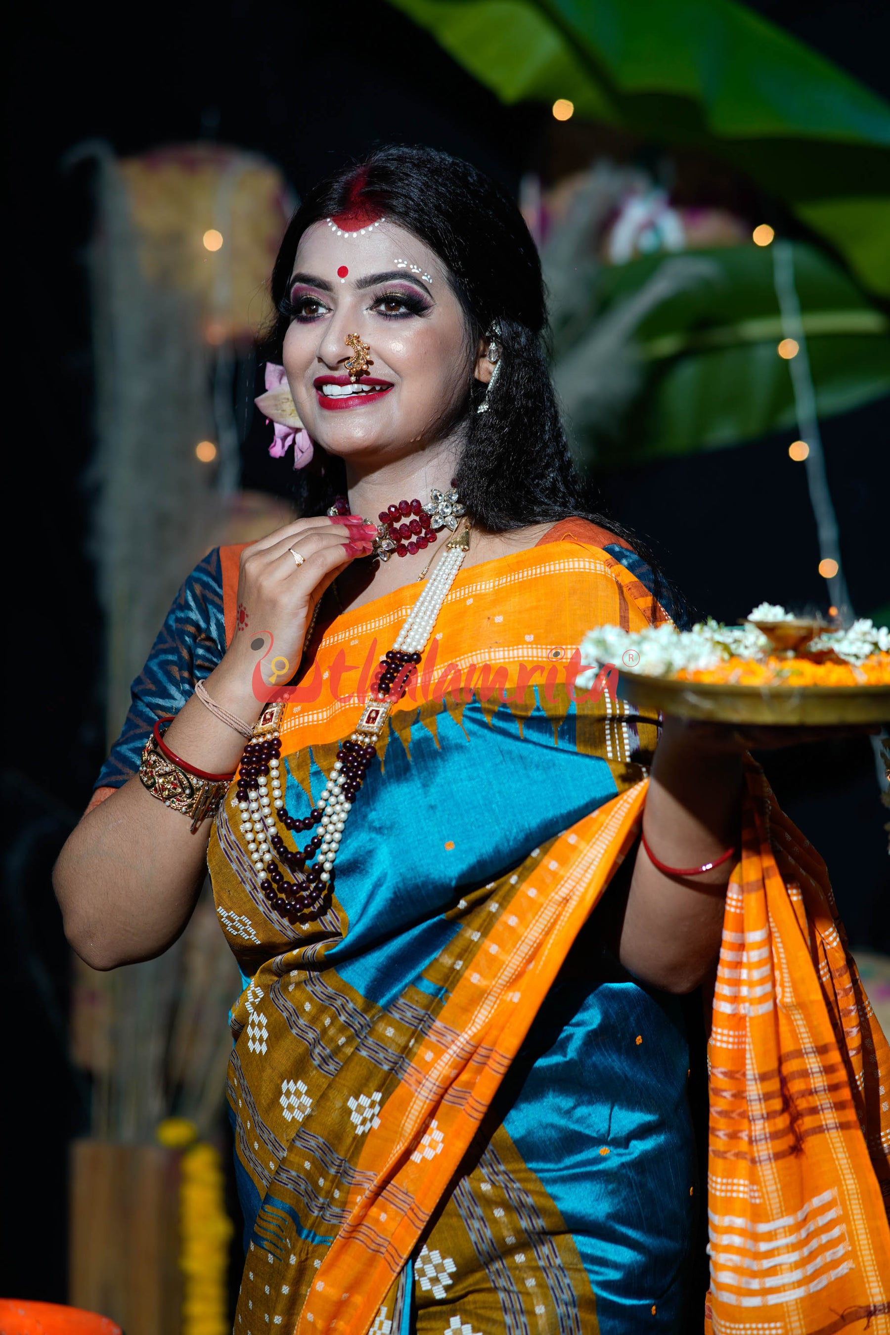Sumati Blue Taj Mahal Sambalpuri Bapta Saree