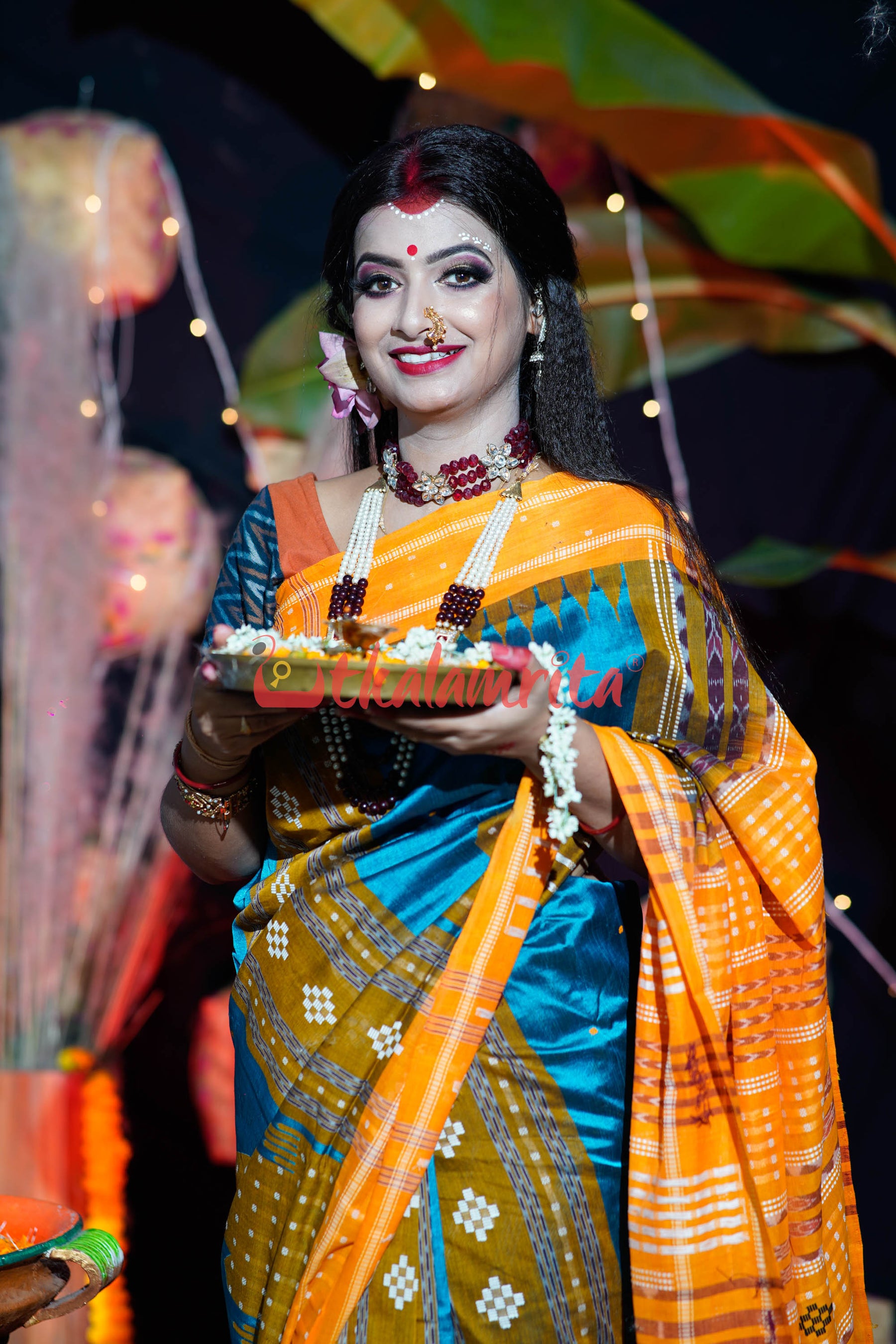 Sumati Blue Taj Mahal Sambalpuri Bapta Saree