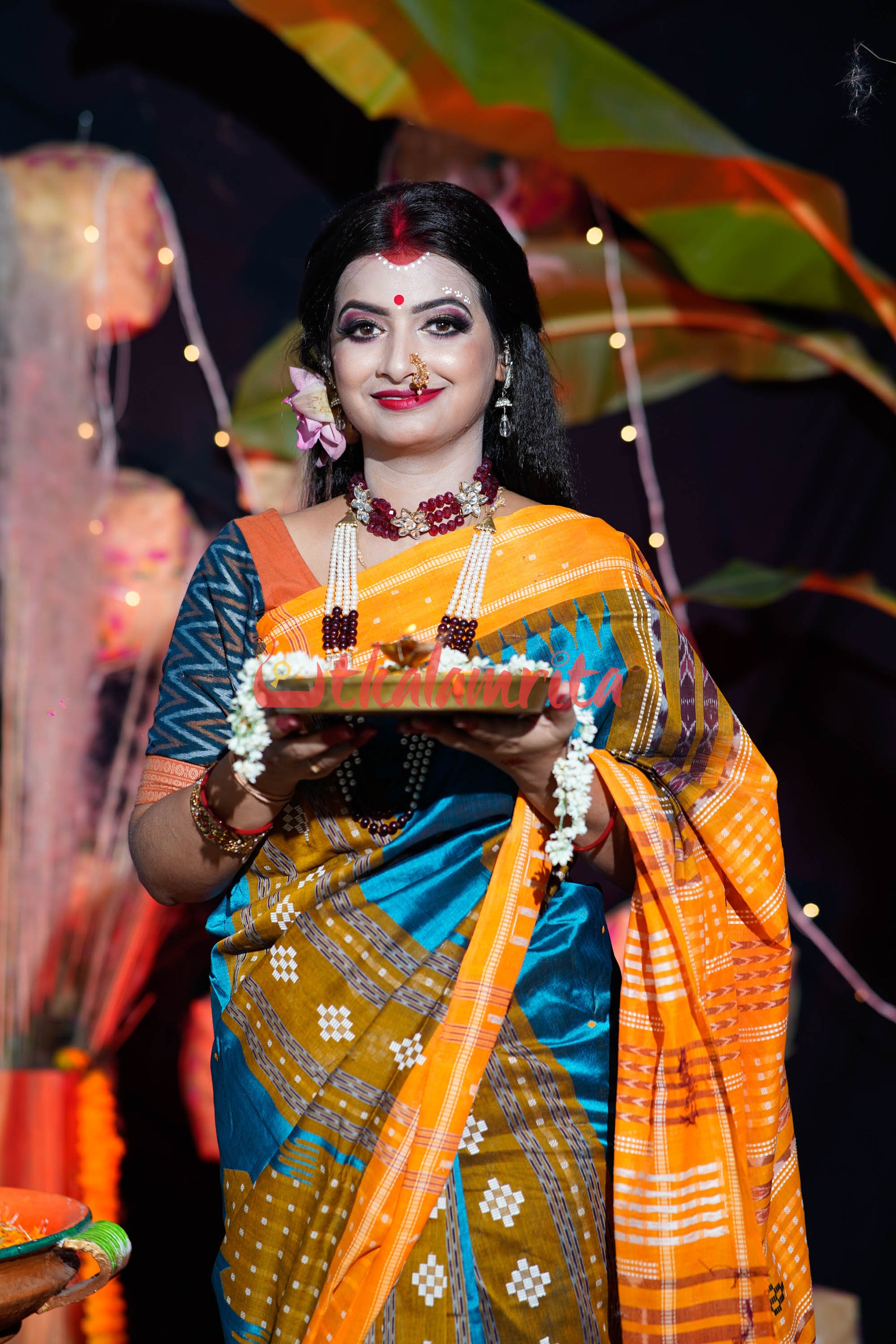 Sumati Blue Taj Mahal Sambalpuri Bapta Saree