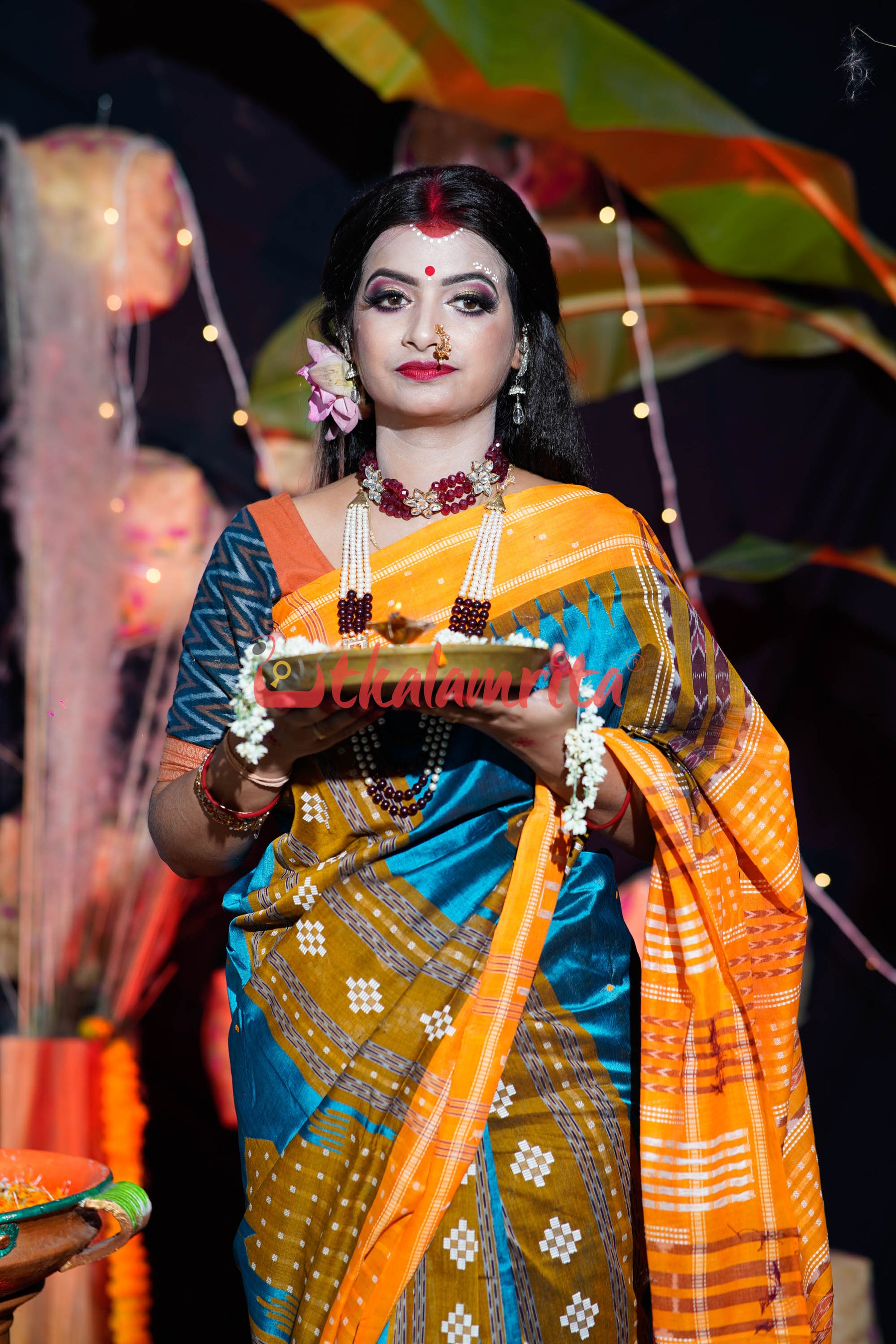 Sumati Blue Taj Mahal Sambalpuri Bapta Saree