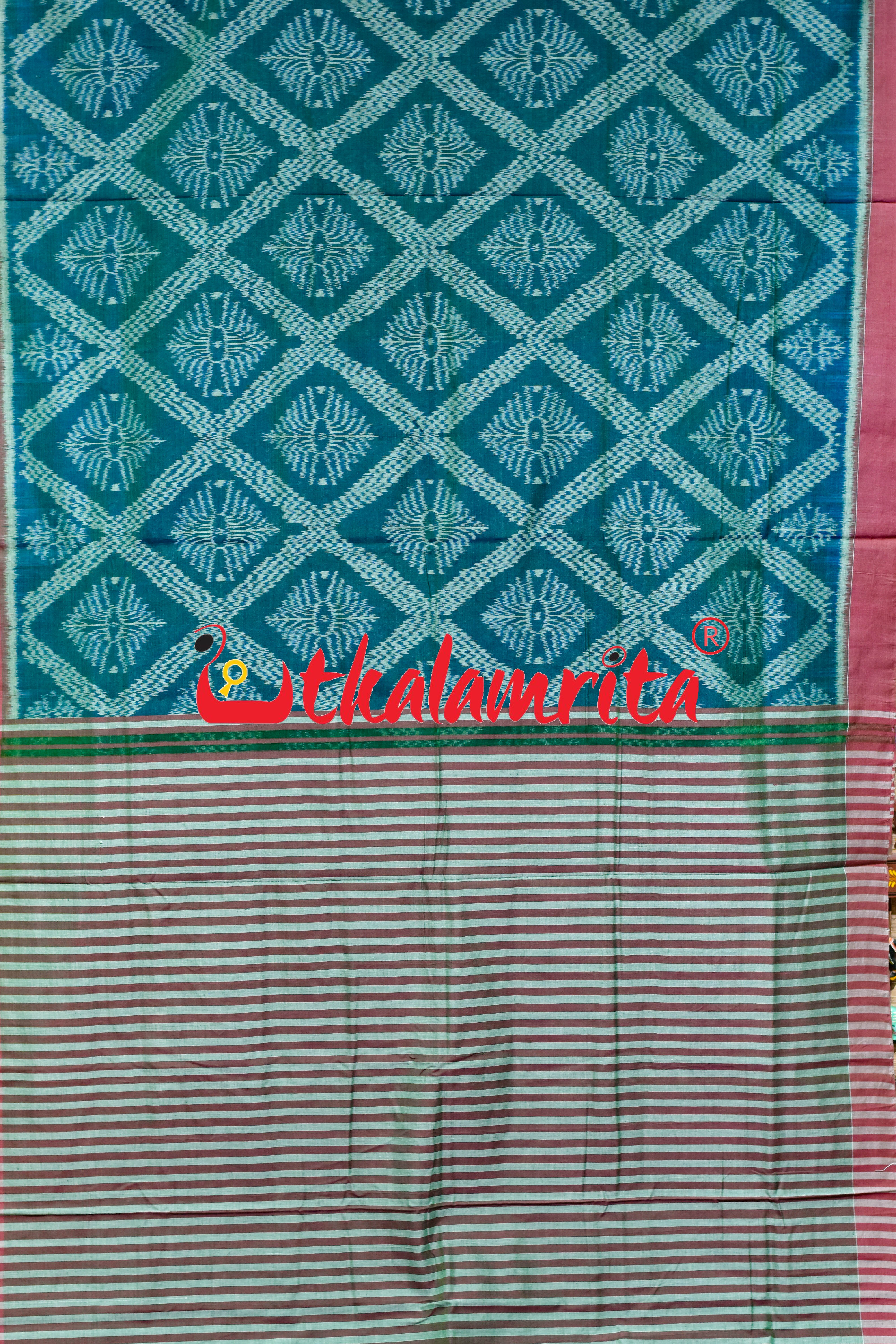 Teal Tarabali Khandua Cotton Saree