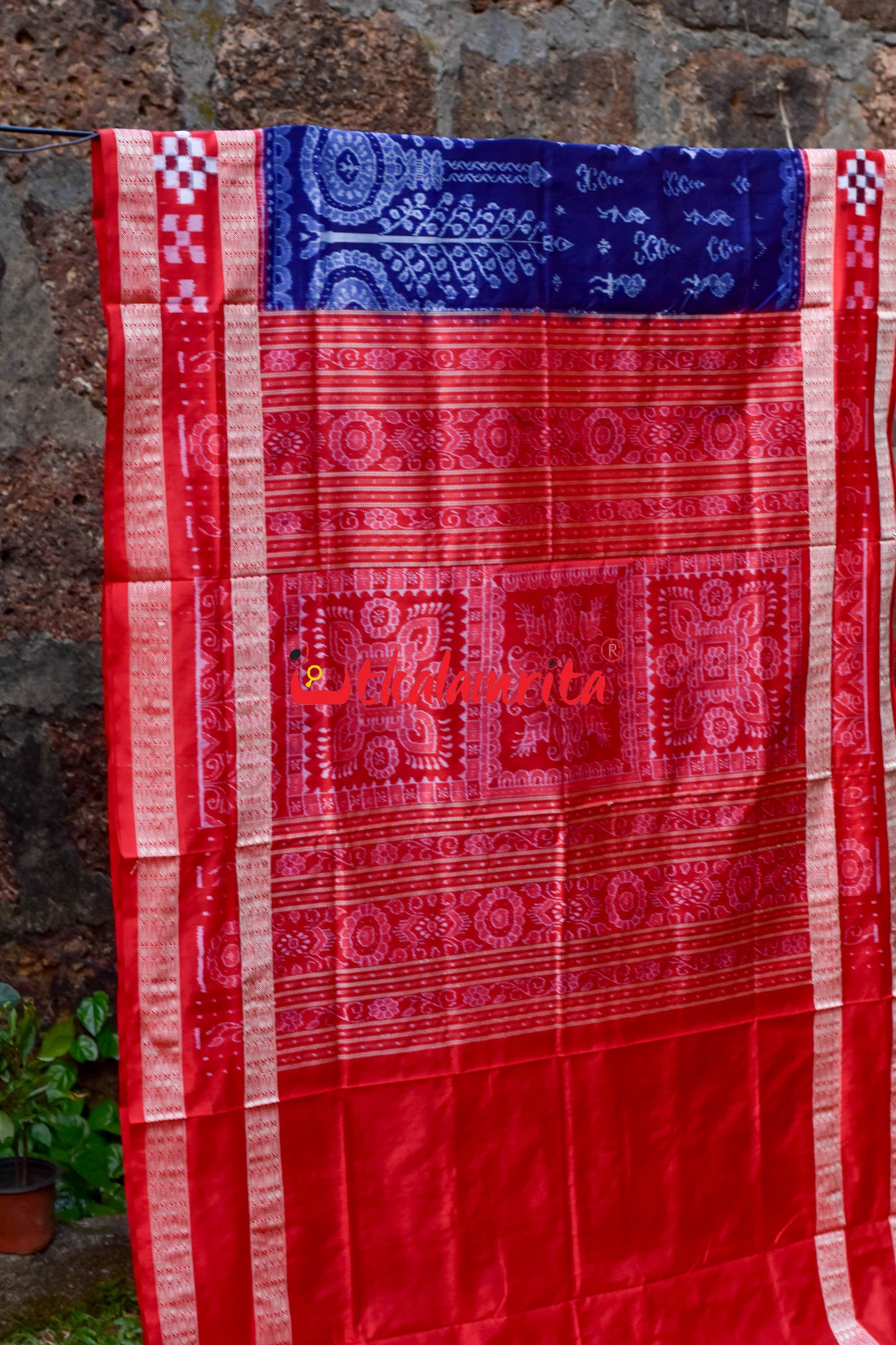 Prussian Blue Tribals Sambalpuri Silk Saree