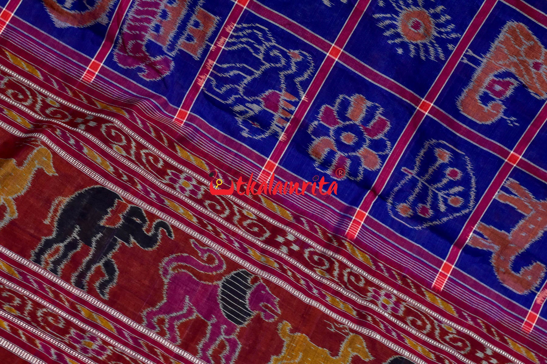 Blueish Red Border Nabakothi Cotton Saree