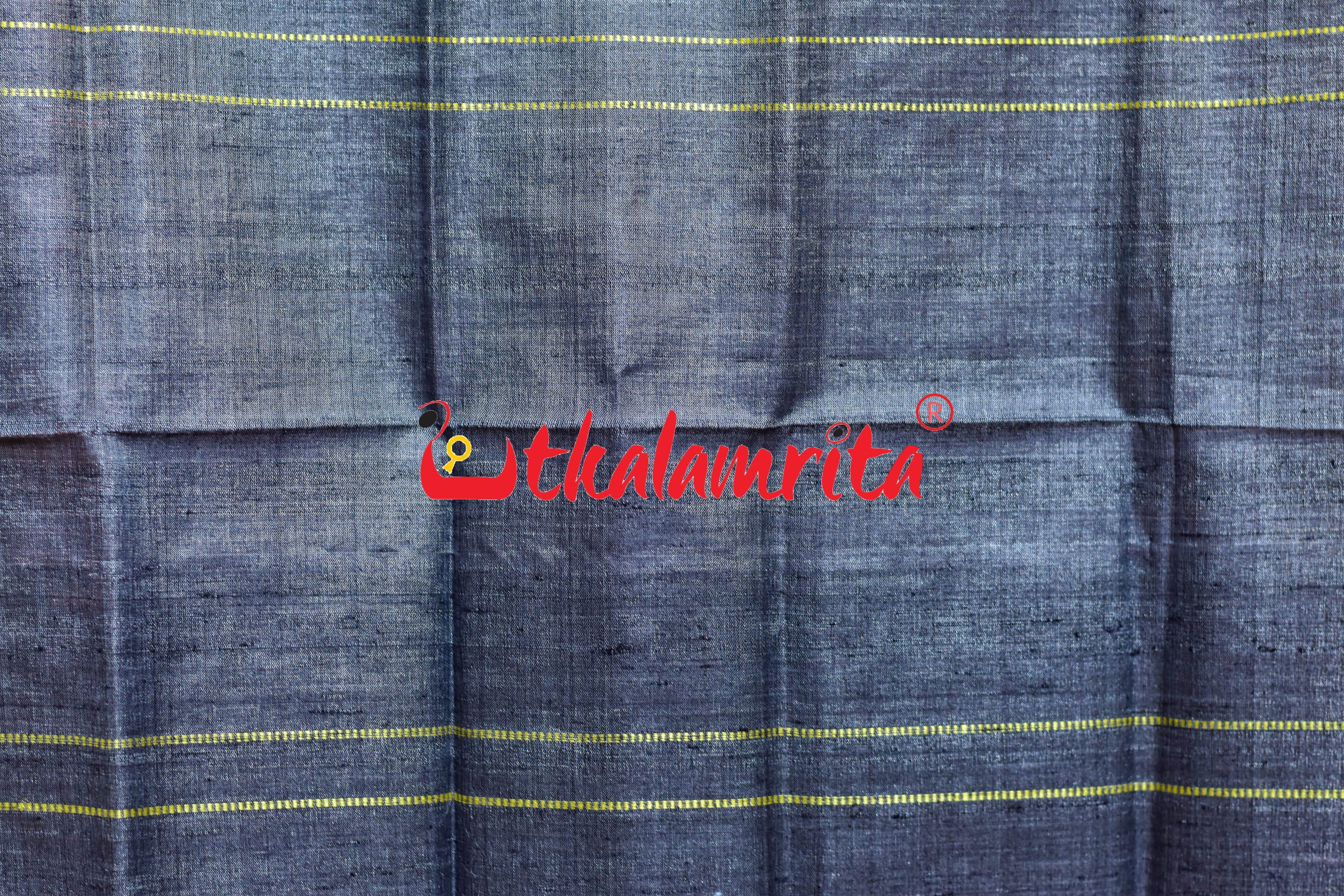 Ash Black Yellow Dongria Tussar Silk (Stole)