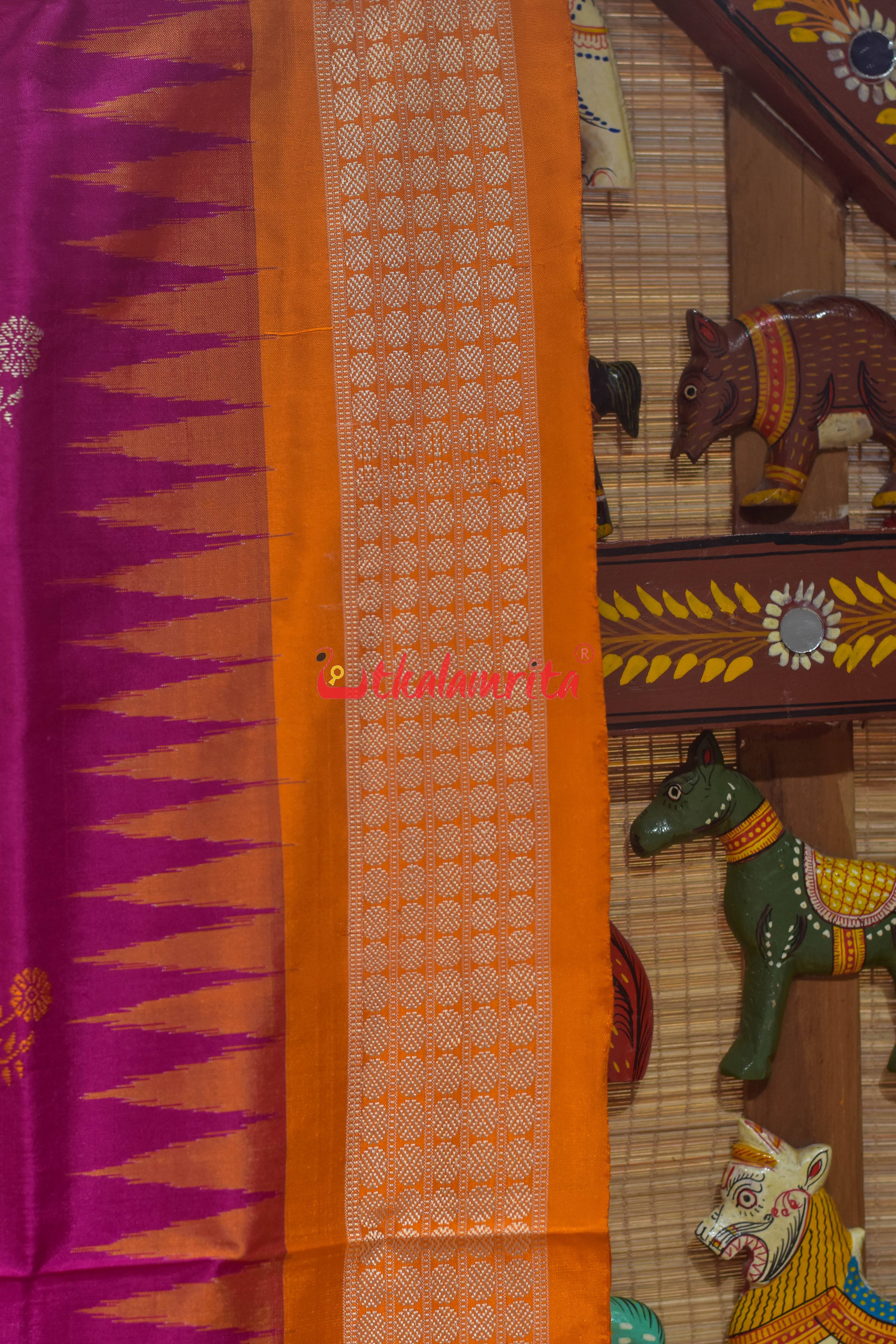 Rani Pink Phula Dala Bomkai Silk Saree