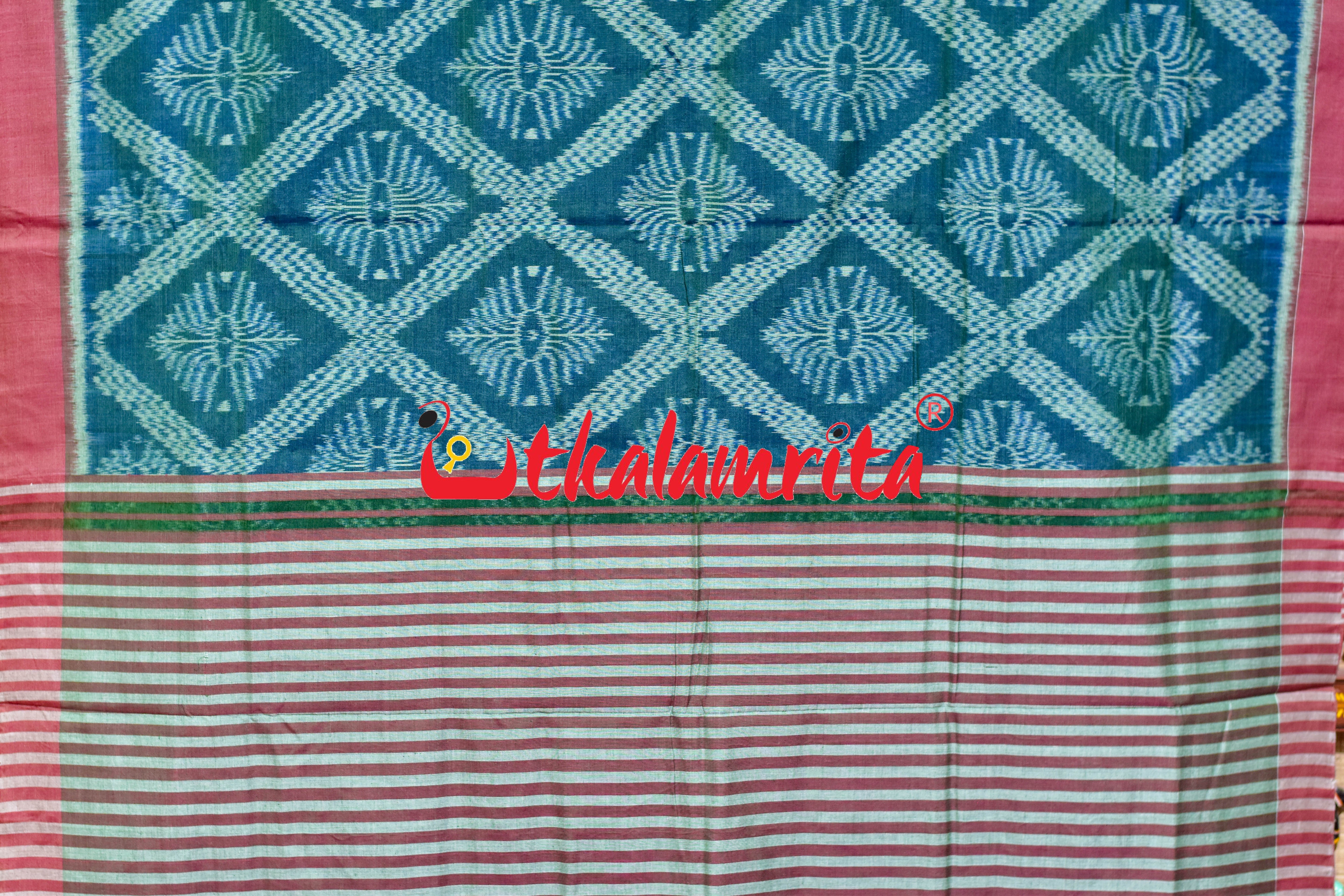 Teal Tarabali Khandua Cotton Saree