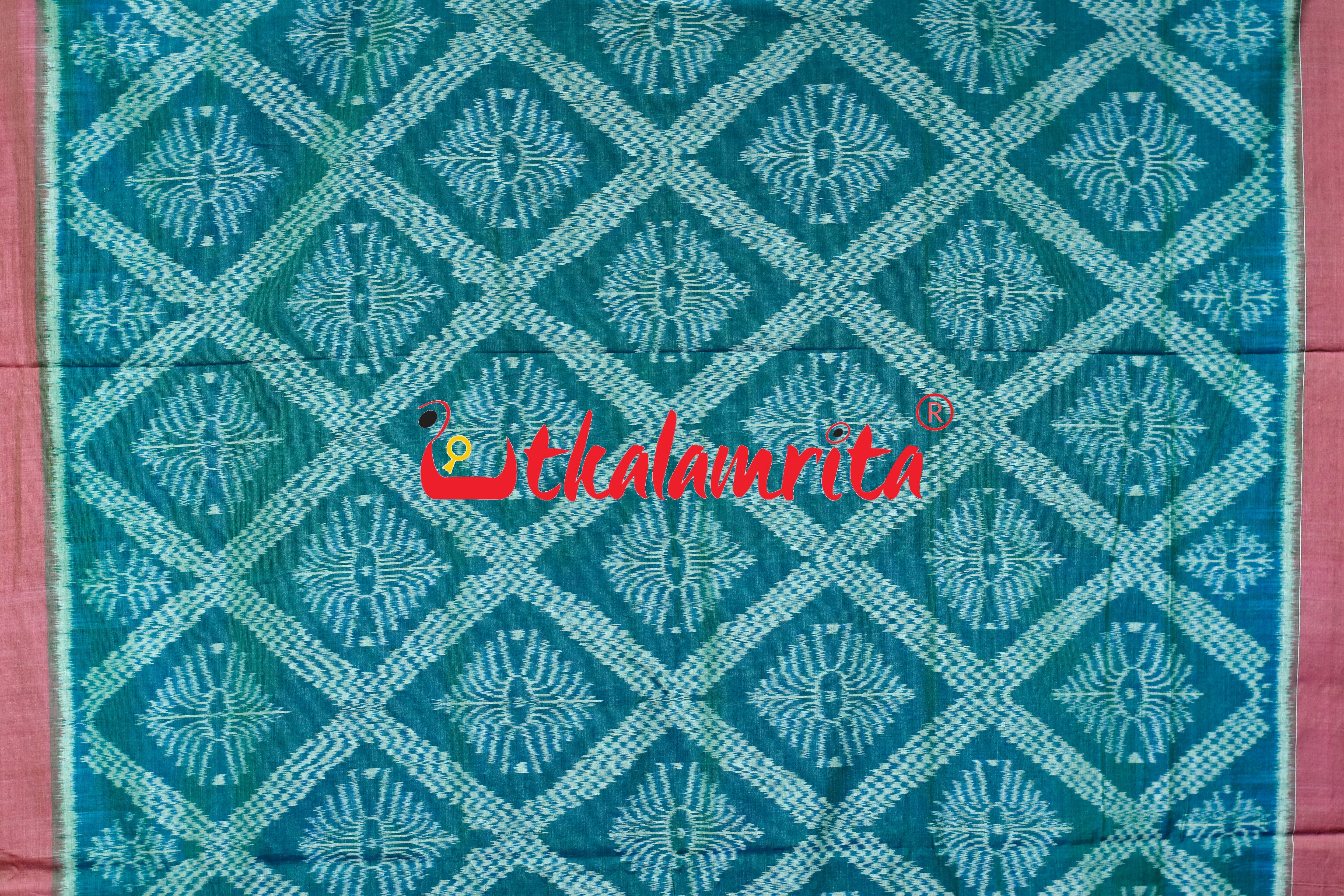 Teal Tarabali Khandua Cotton Saree