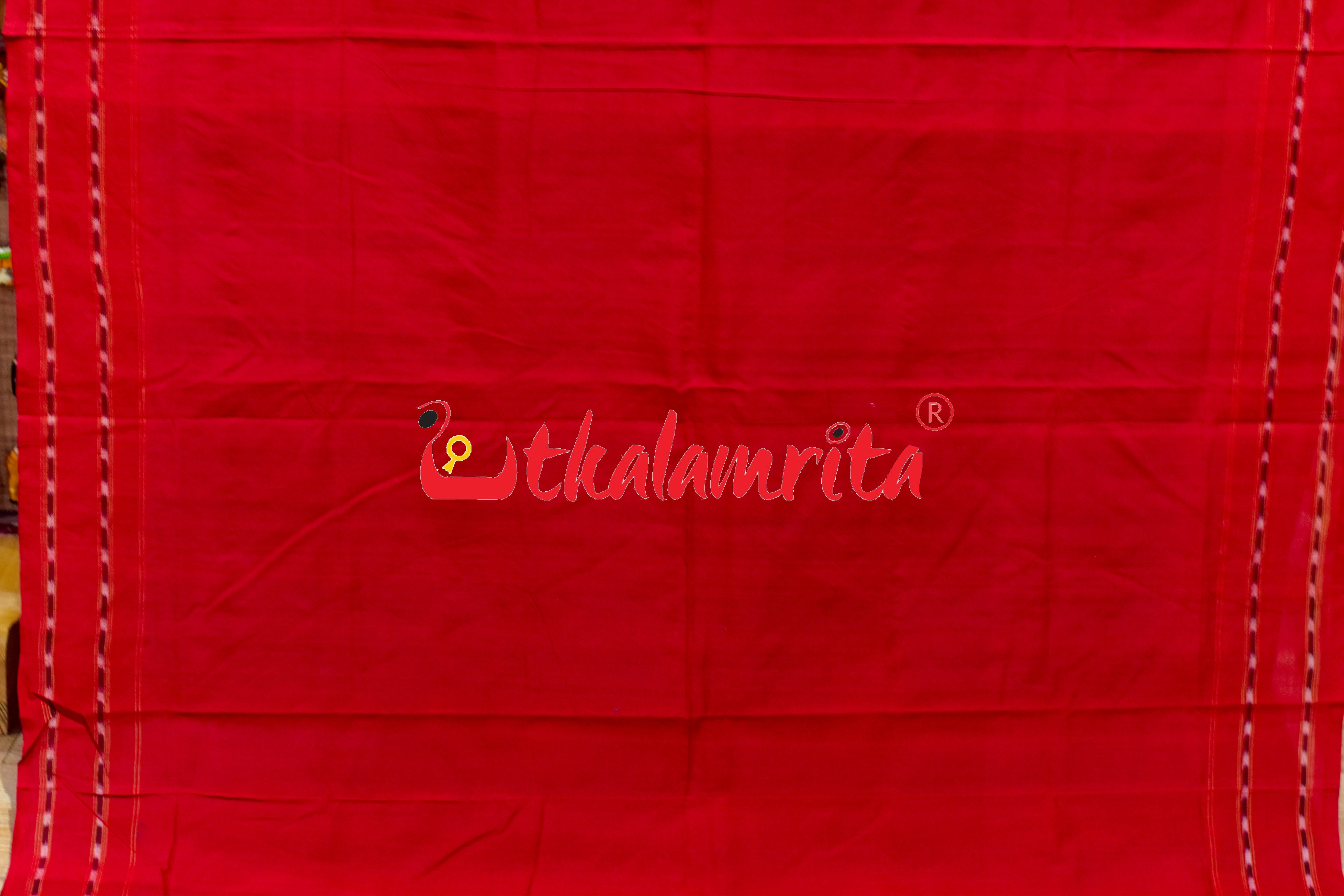 Tribal Blue Red Sambalpur Cotton Saree