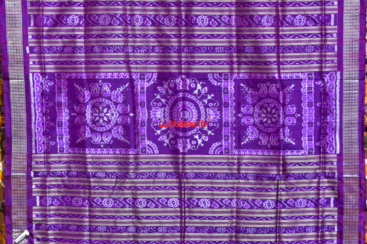 3D Deer Chakra Purple Sambalpuri Silk Saree