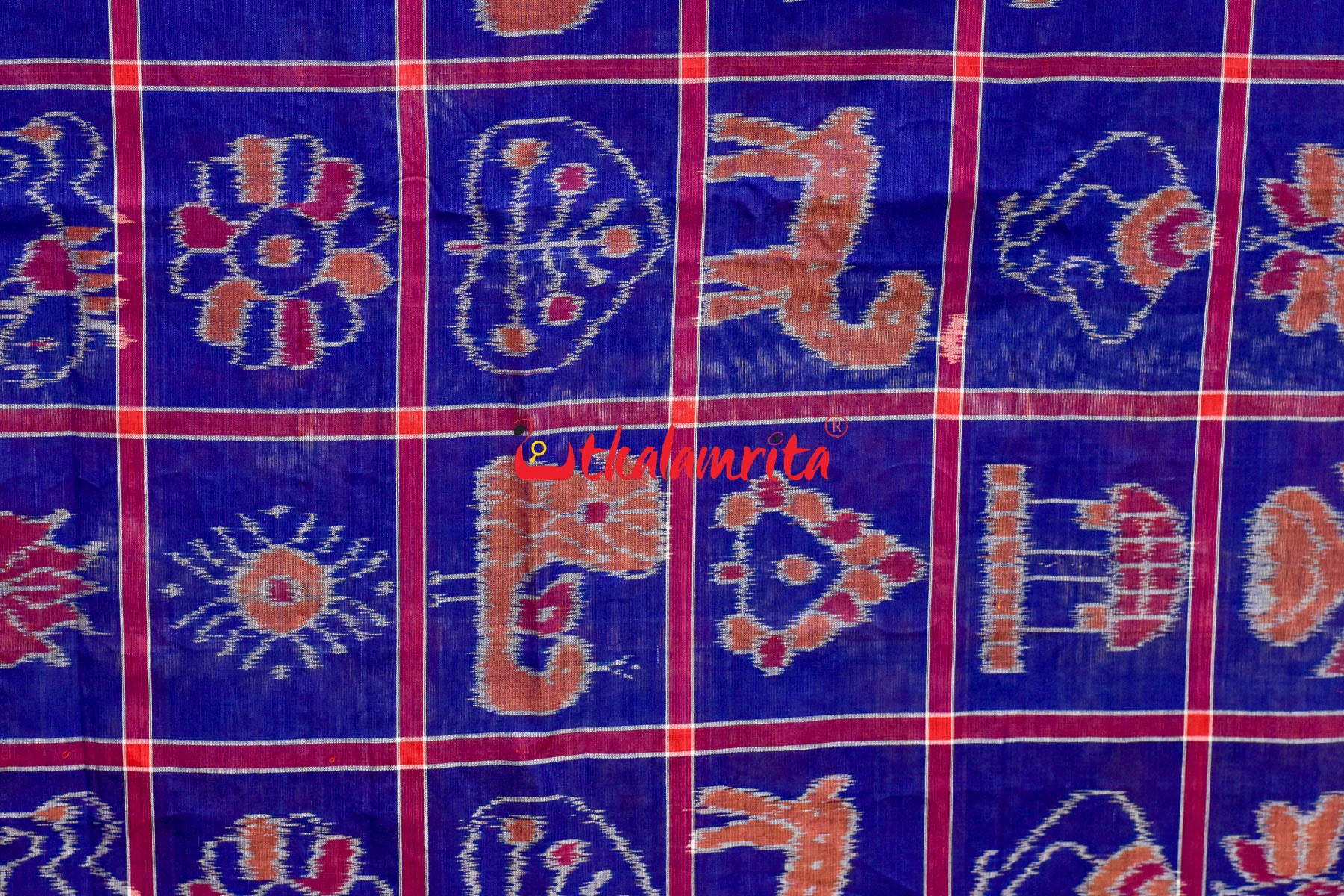 Blueish Red Border Nabakothi Cotton Saree