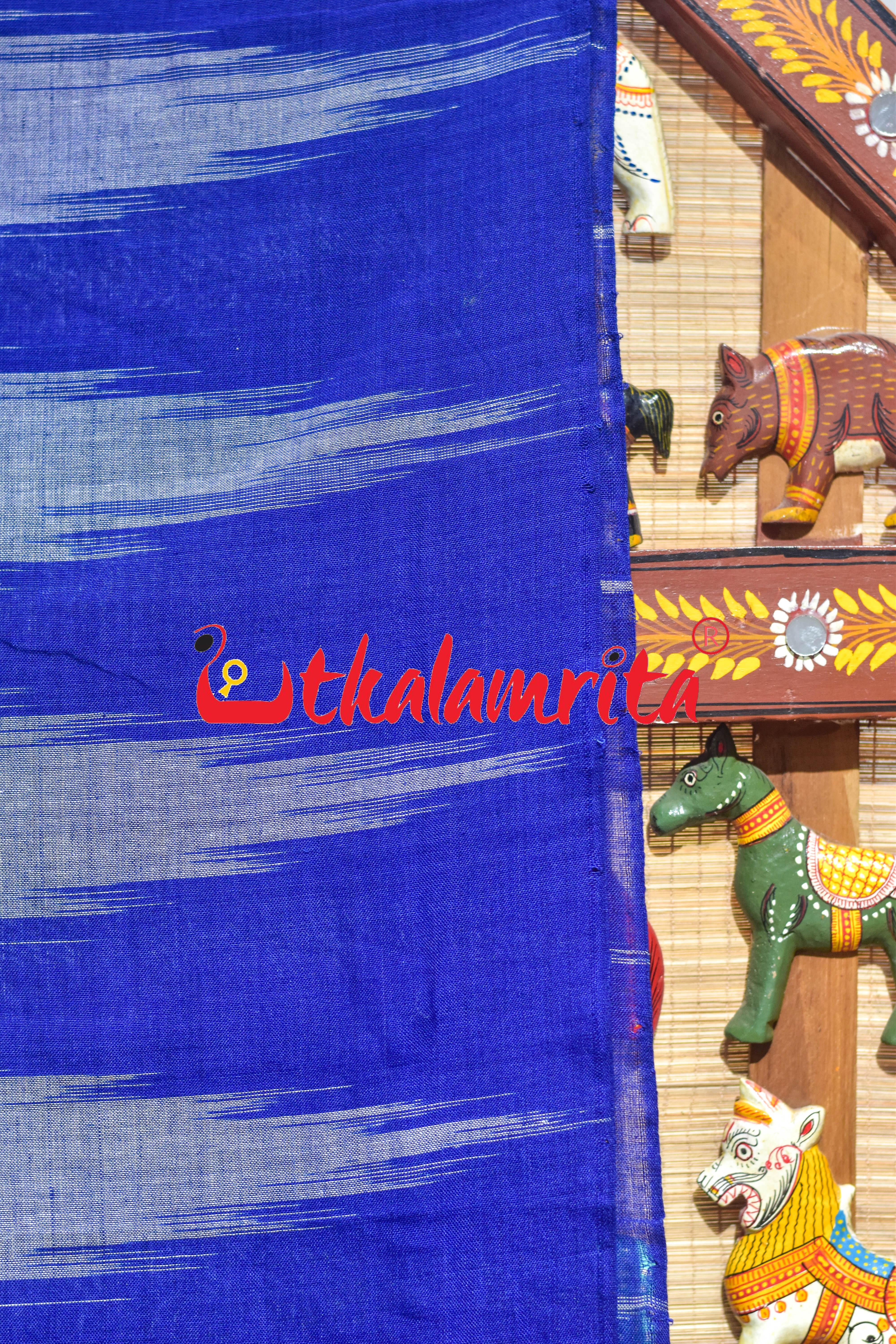 Grey Blue Kargil Musical Instruments Pattachitra Cotton Saree