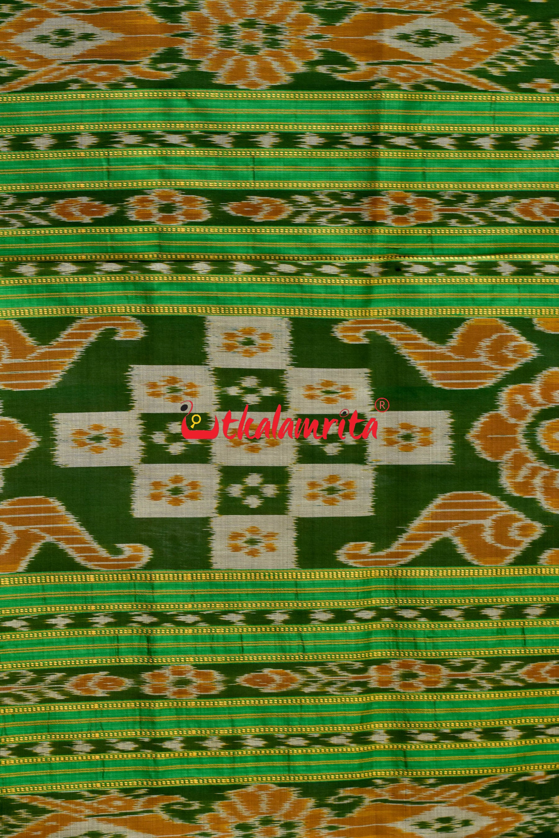 Green Border Body Dots Khandua Silk Saree